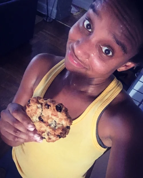 me. eating a levain cookie after a run this summer. 