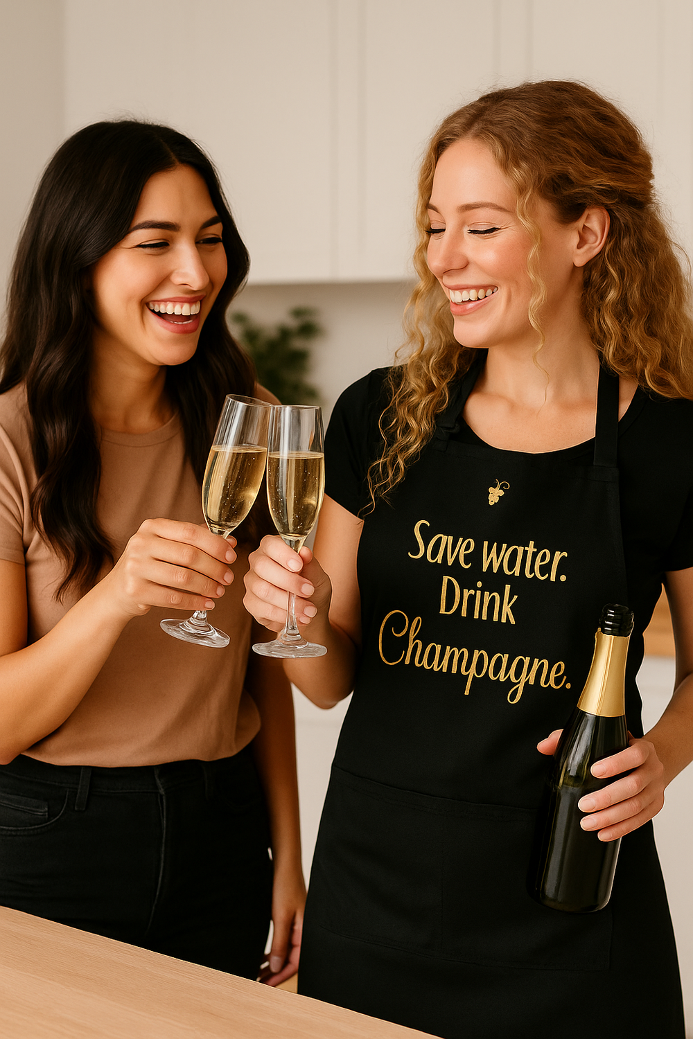 Save Water Drink Champagne Apron  Chic Apron Gift for Champagne Lovers   Vinotopia