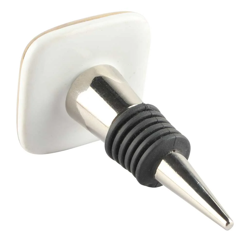 Pink Flamingo Square Ceramic Wine Stopper (bottom angled).JPG