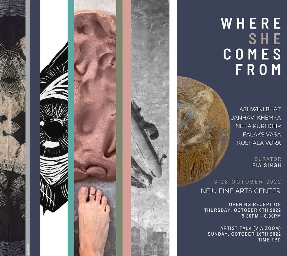 Hey hey Chicago! 
Join us for the opening of &lsquo;Where she comes from&rsquo; at NEIU Fine Arts Center 

Curated by @pia_singh9 
With @ashwinibhat @janhavi_khemka @fewfalax @nehapuridhir 

&lsquo;Where She Comes From&rsquo; traces the corporeal exp