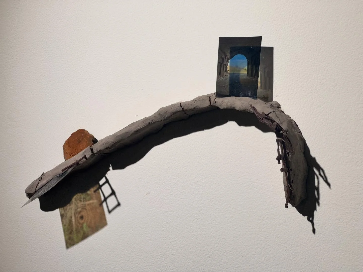 One of my favorites from the show @arkfoundation_ 

Open until 24th October 

Inward Spiral, 2025, from the series Glyphs of a Temporal Landscape, raw clay, inkjet print on transparency, terra cotta, pit fired terra cotta, steel, 7 x 9 x 4.5 in.