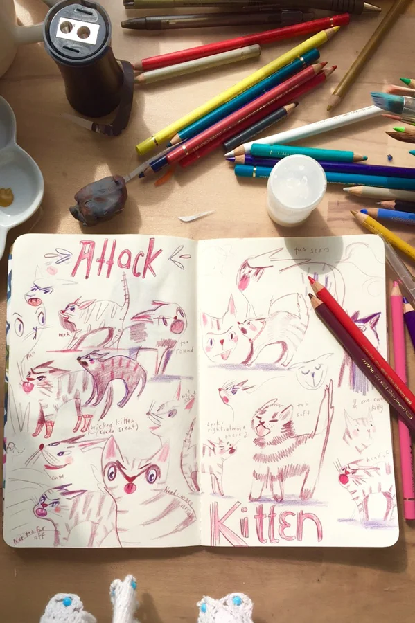 Working out what the adorably hissy kitten in my story should look like.