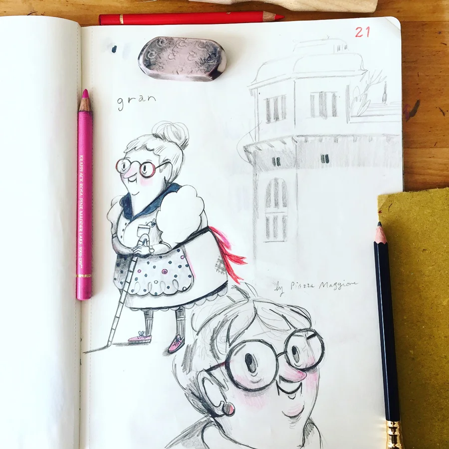 The beginnings of Gran, in my sketchbook