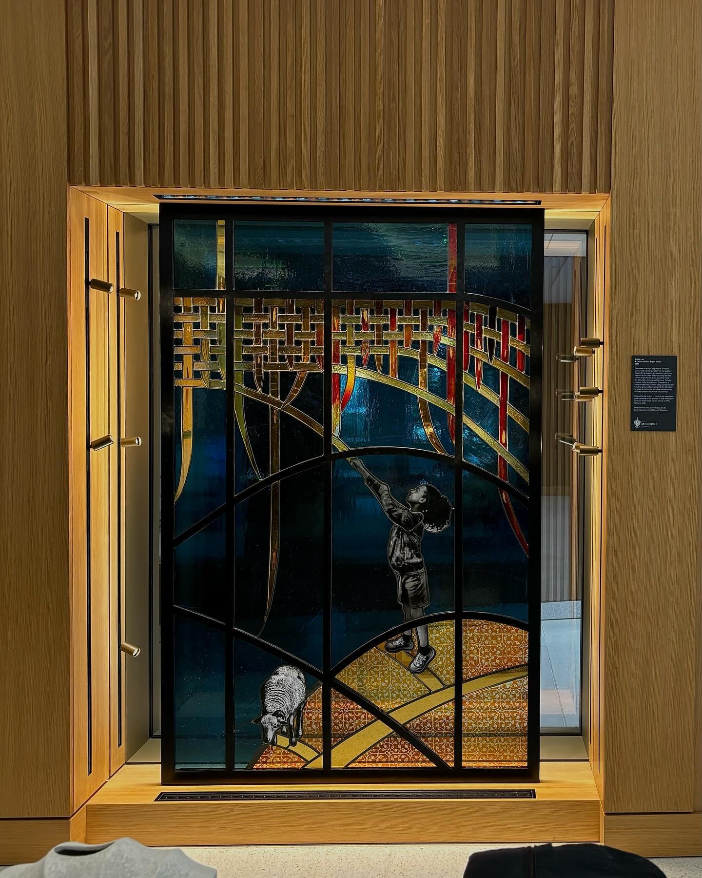 A fun day commissioning the lighting for a stained- glass window installation located in a brand-new office lobby in #moorgate. We worked closely with the artist, and client to create a concept which showcased the beauty of the hand-made glass. #dyna