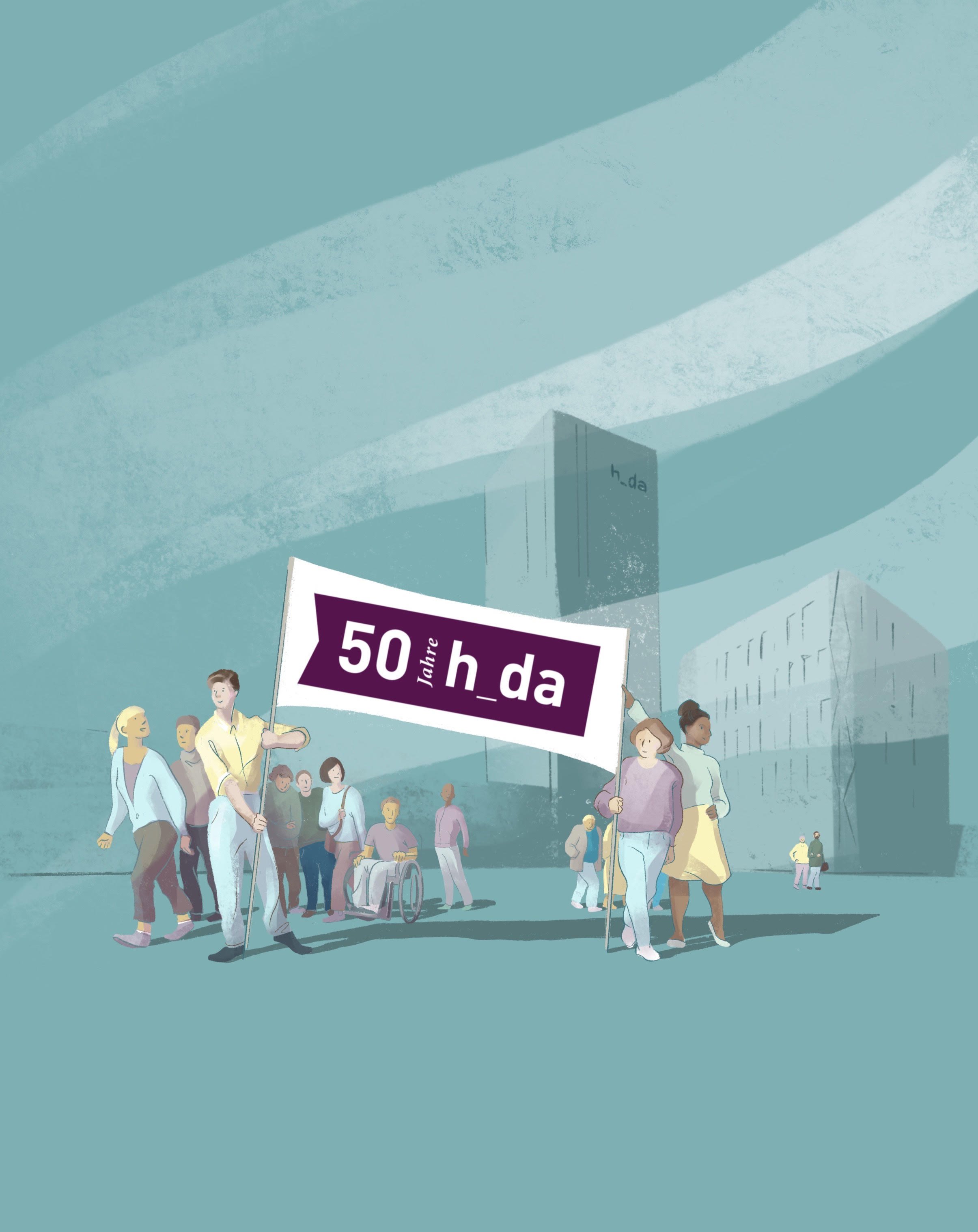 Anniversary illustration: 50 years of Hochschule Darmstadt