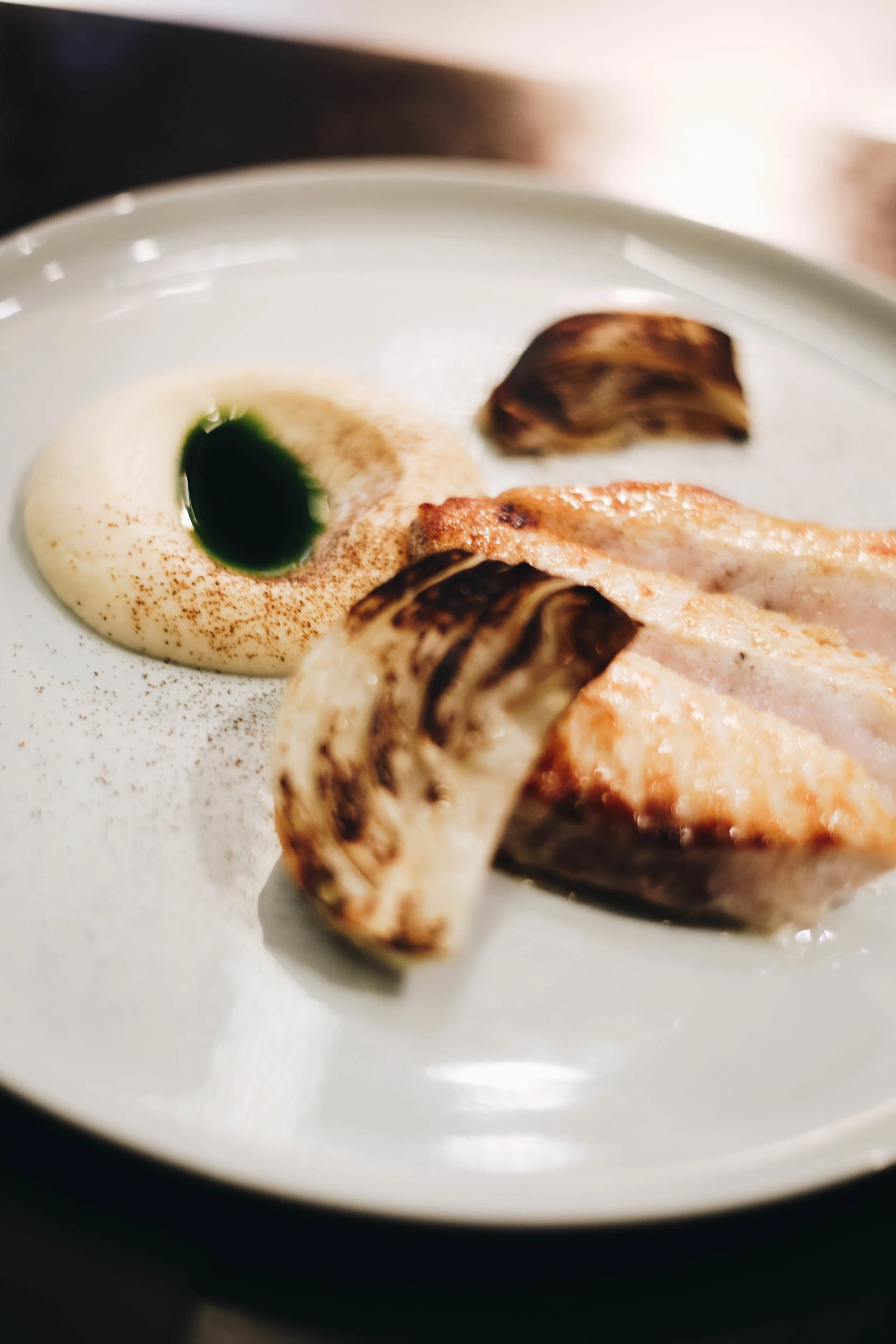 Swordfish with burnt fennel and onion ash