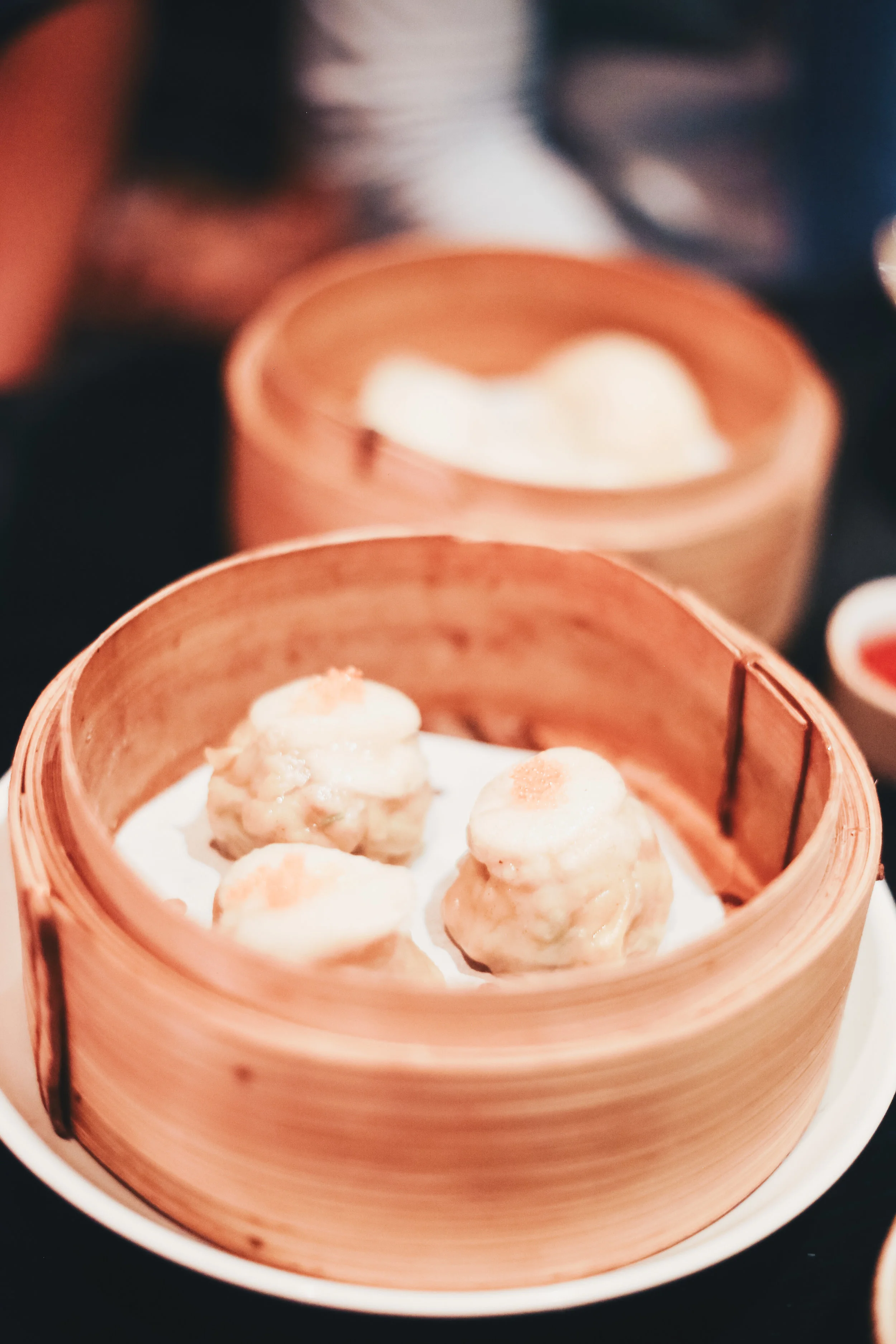 Pork prawn scallop siu mai with chilli oil