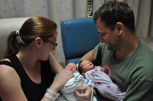 Joedy, Jamie, Clara and Emilia - 12 hours old