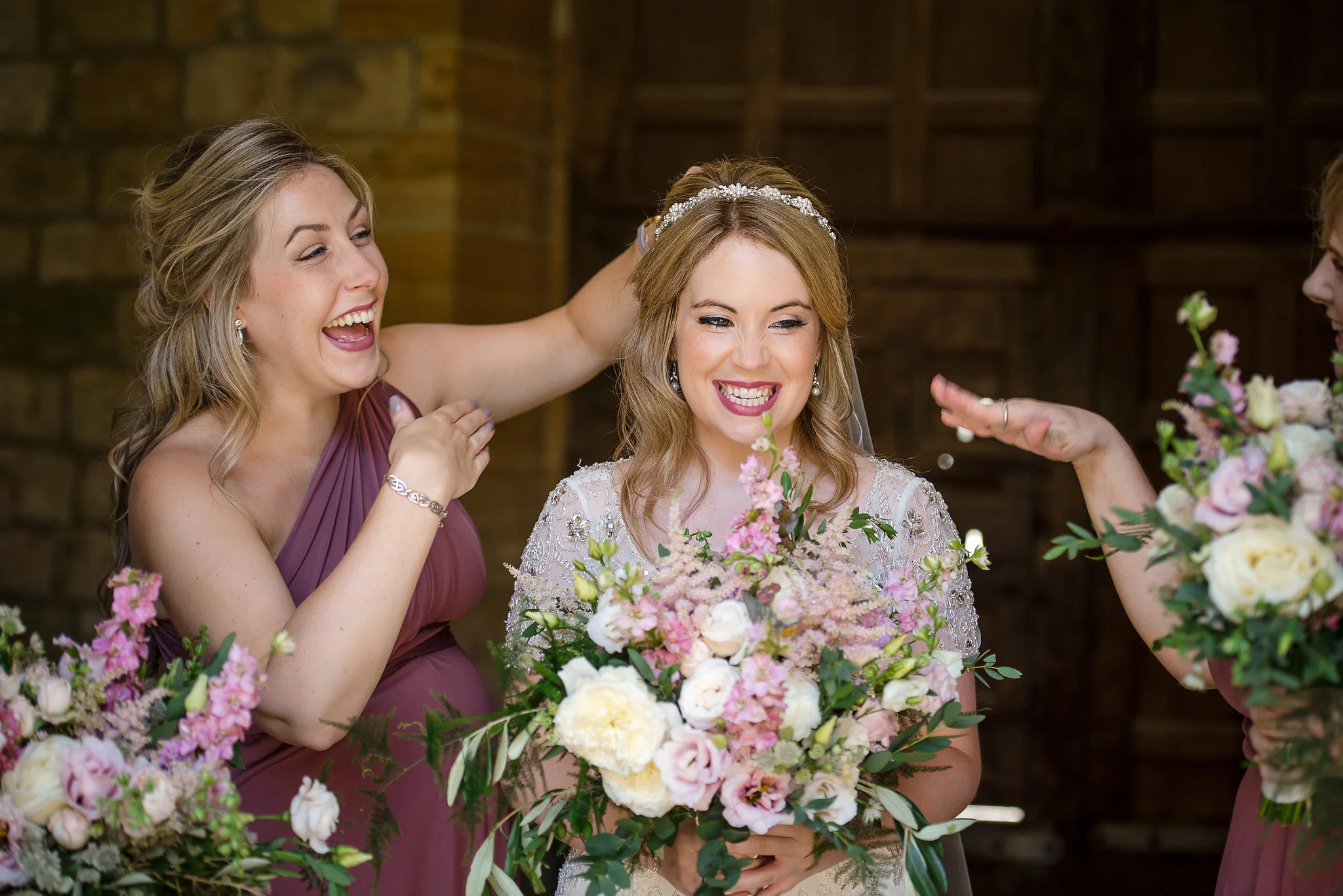 Bride and Bridesmaid's hair and make up by Powder and Pin - Photography by Penny Young; https://www.pennyyoungphotography.com/