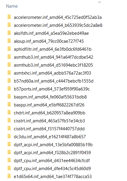 Folder structure made by Export-WindowsDriver cmdlet