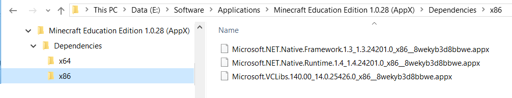 Alihakemistoon: Dependencies\x86 32-bittiset lisäosat