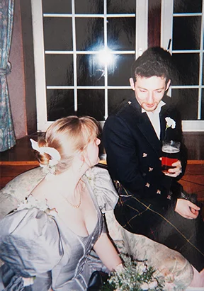 This is the two of us on Day #1...we look so young! You can probably guess that we were at a wedding - it was my brother's, and this was snapped by my sister. Little did we all know at the time that this wedding would lead to another!