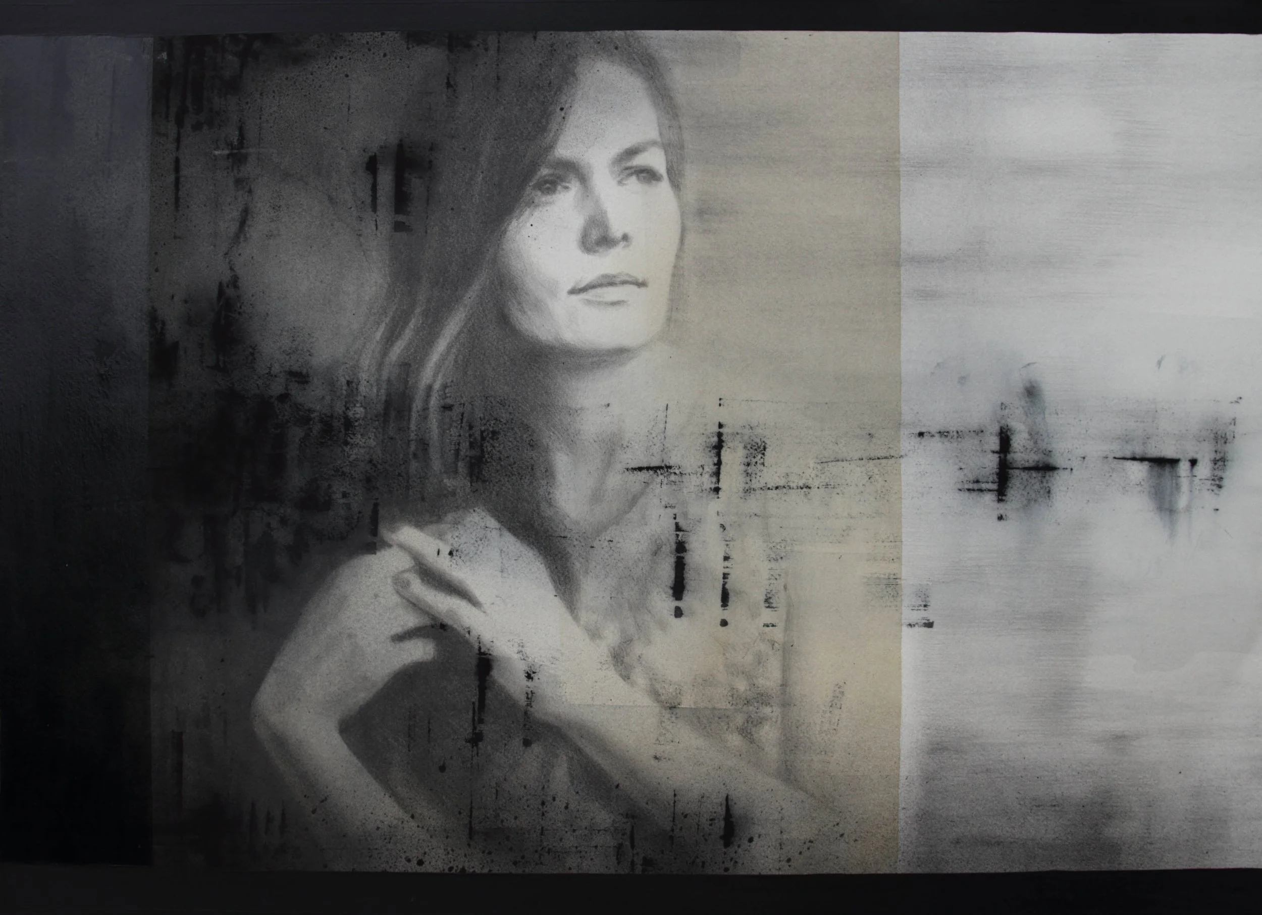 "About Time"  (60 x 80 cm) mixed media on paper, 2020.