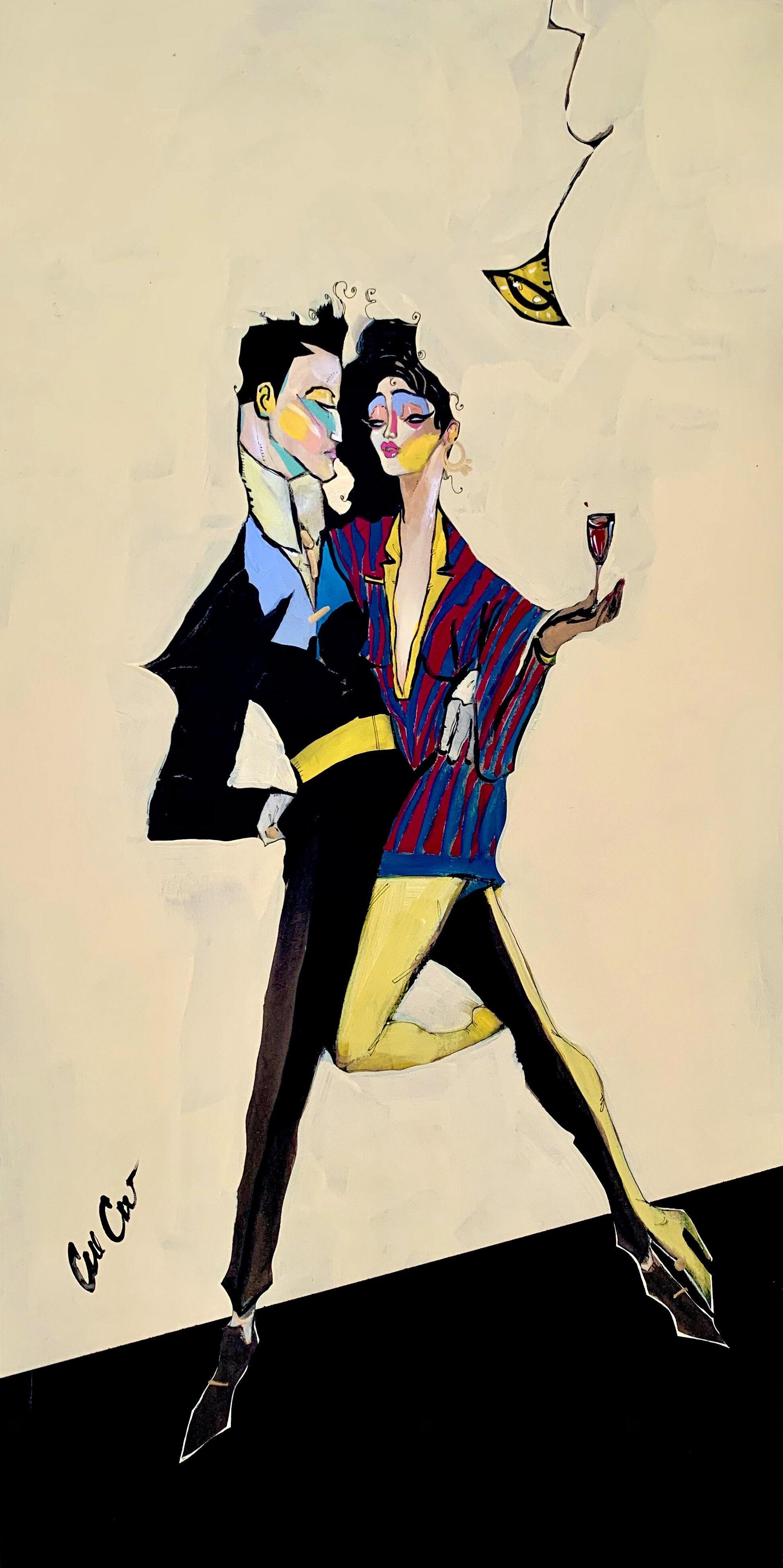  “Dressed to Impress” 12”x24” Acrylic painting on panel by Cordell Cordaro 