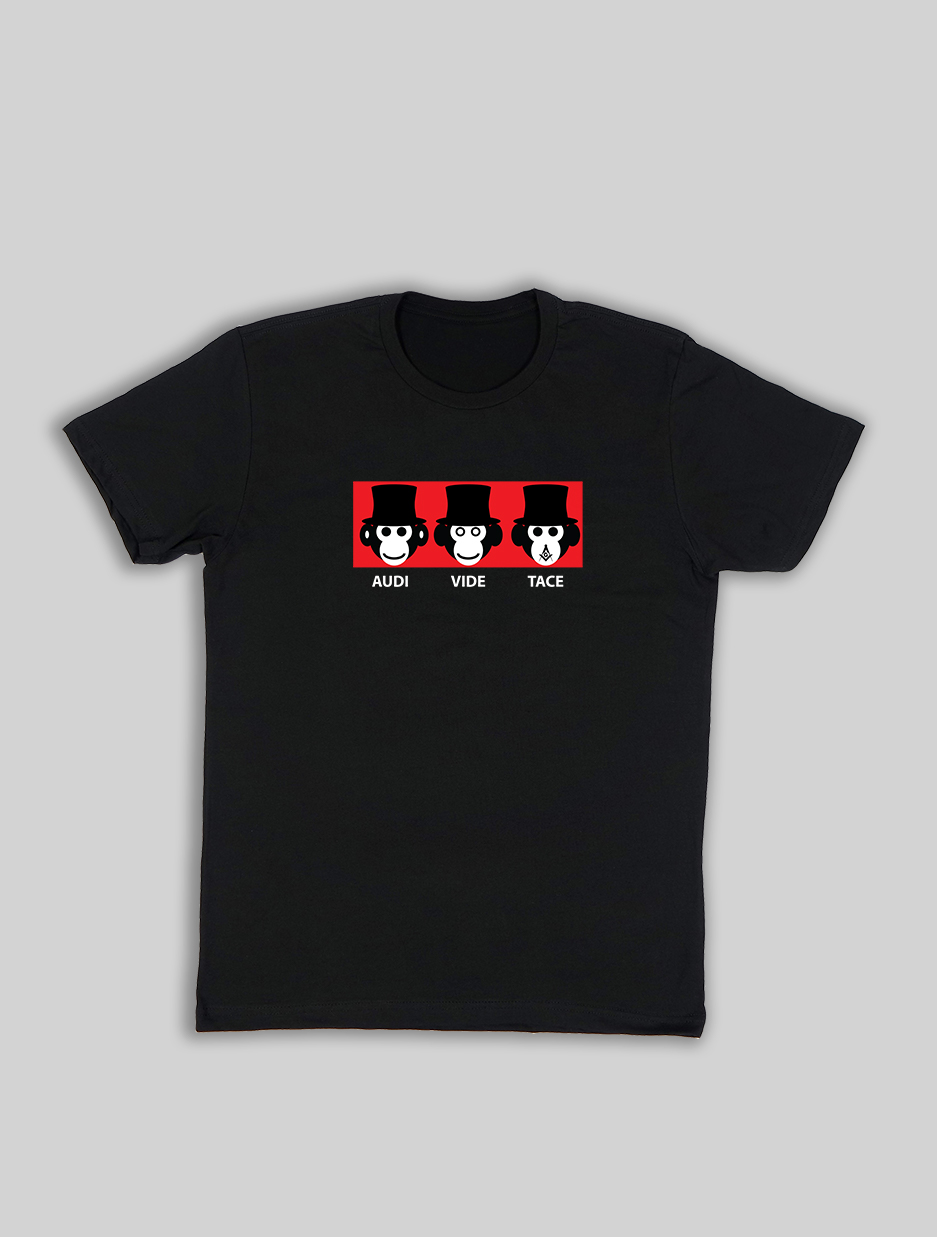 Audi Vide Tace - Hear See Be Silent Freemason Black Shirt