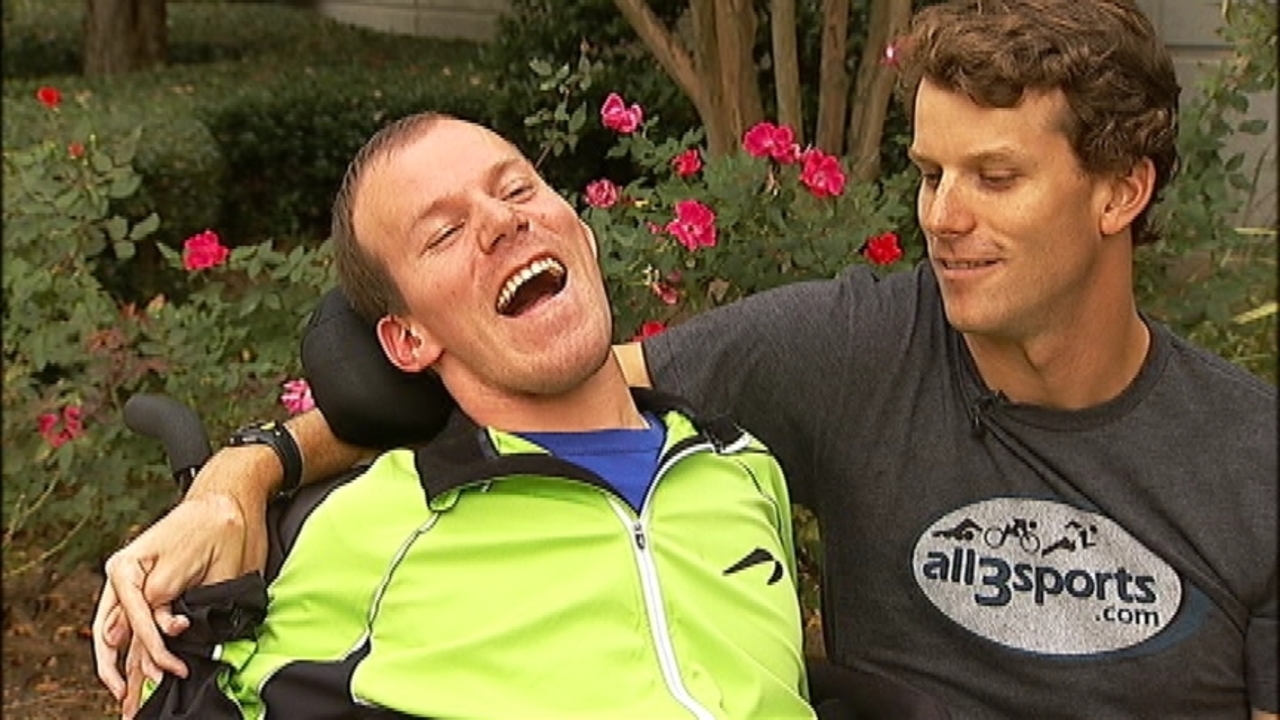 Brent and Kyle yuck it up during an interview discussing racing as brothers. 