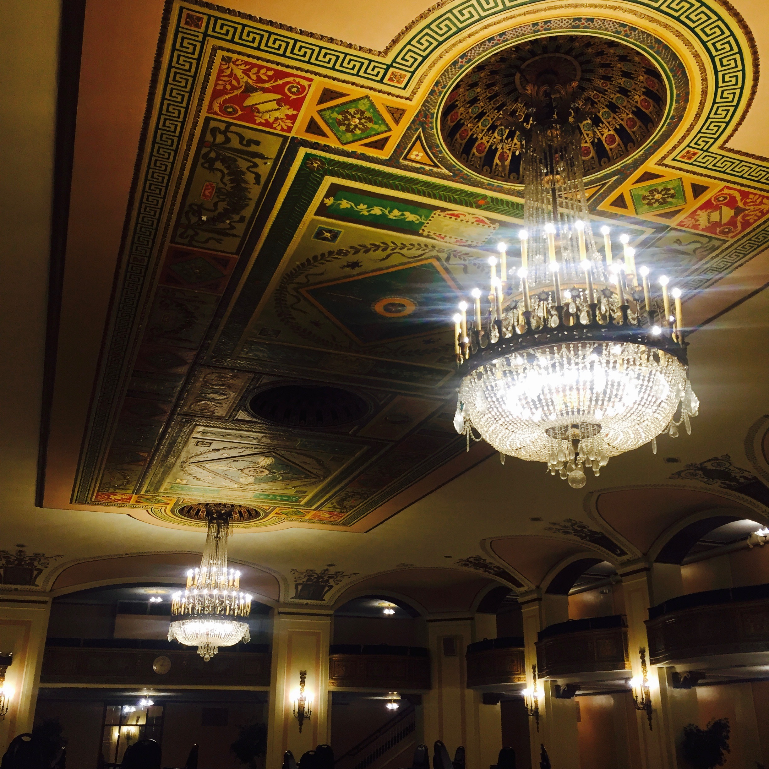 The 1,037-room Masonic Temple - it's the world's largest. I have never seen anything like it. Three theaters, ballrooms, a cathedral, a bowling alley, barber shop, swimming pool, gymnasium, pool hall... it goes on forever. Now mostly empty, available for private functions and live performances. I asked my contact if she'd been in all the rooms... she had not. Probably because it's possible to get lost in there forever. I'd take a Sleep No More approach to an event here: drop off, get lost, found, discuss.
