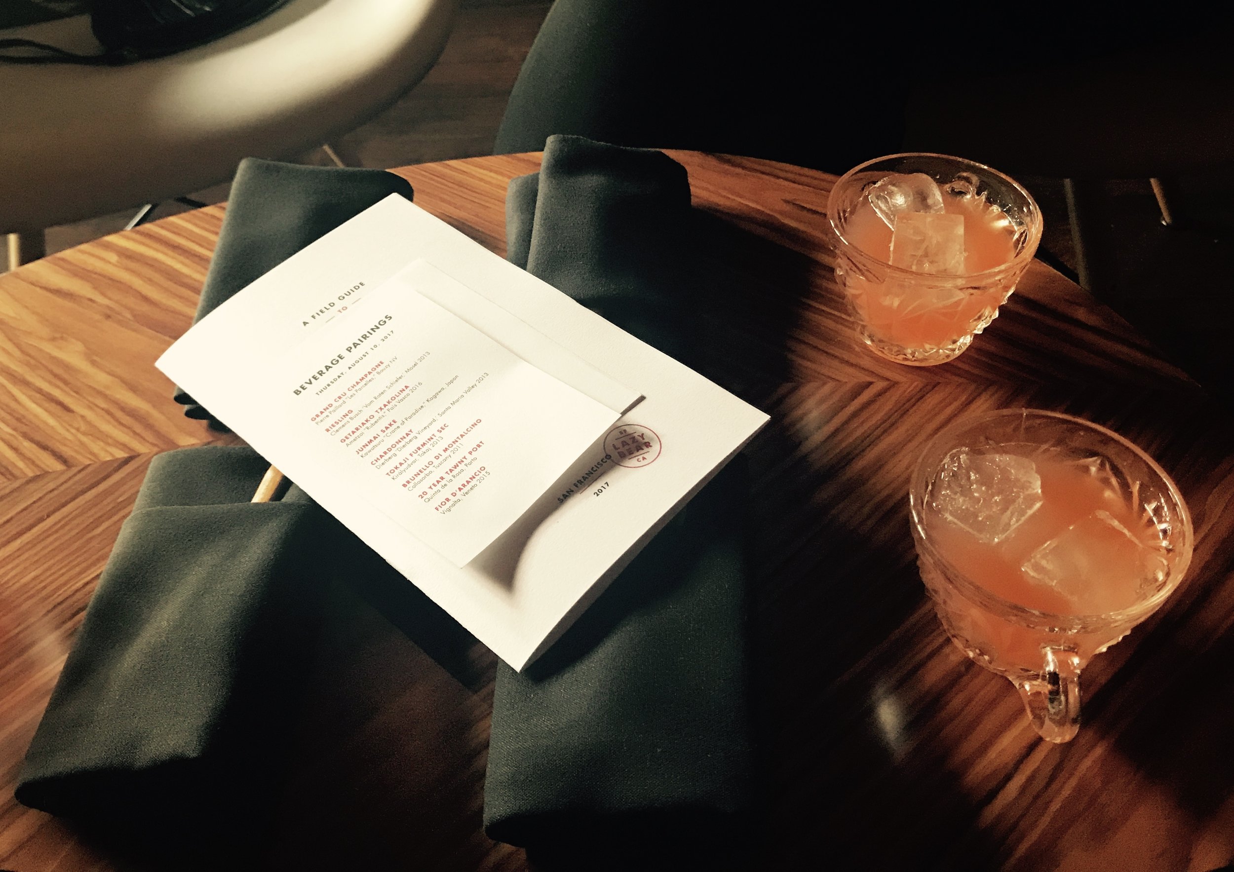 Cocktail hour at Lazy Bear, San Francisco