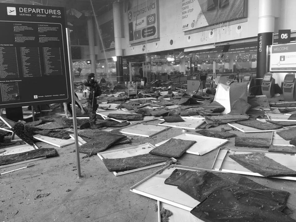 A photo of the scene at Brussels Airport in Zaventem