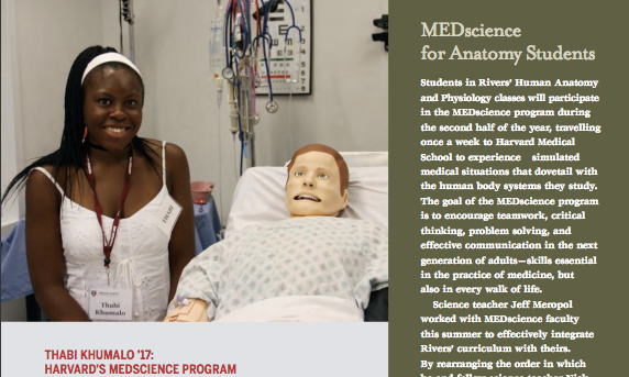 MEDscience Featured in The Rivers School Magazine 10.24.16