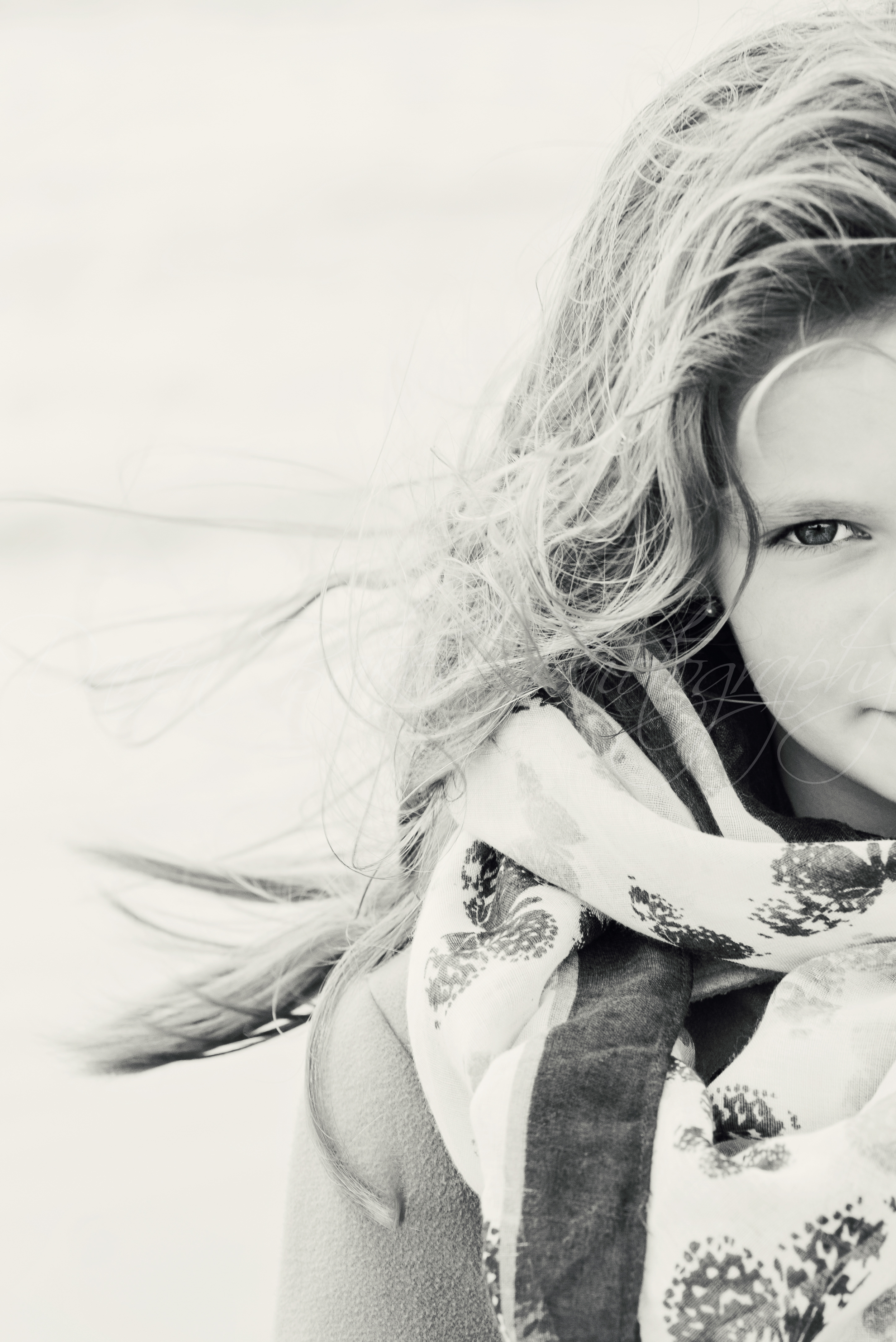 Black and white child portrait, Ferring Sussex