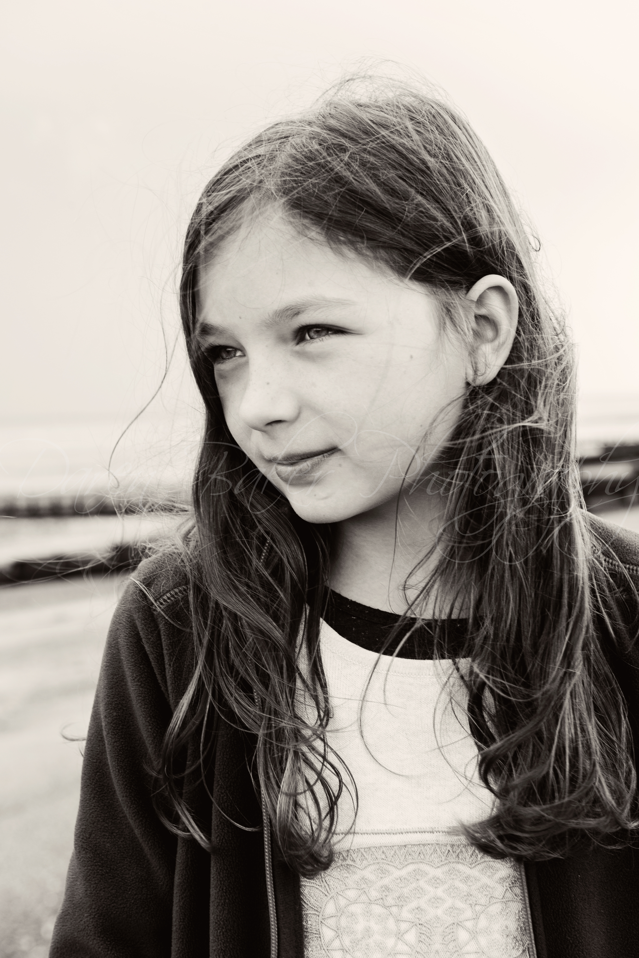 Black and white child portrait, Sussex