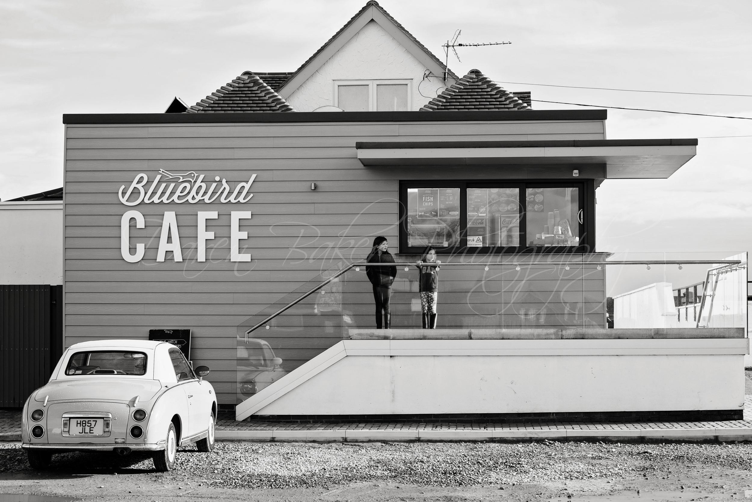 Black and white beach cafe, Ferring Sussex