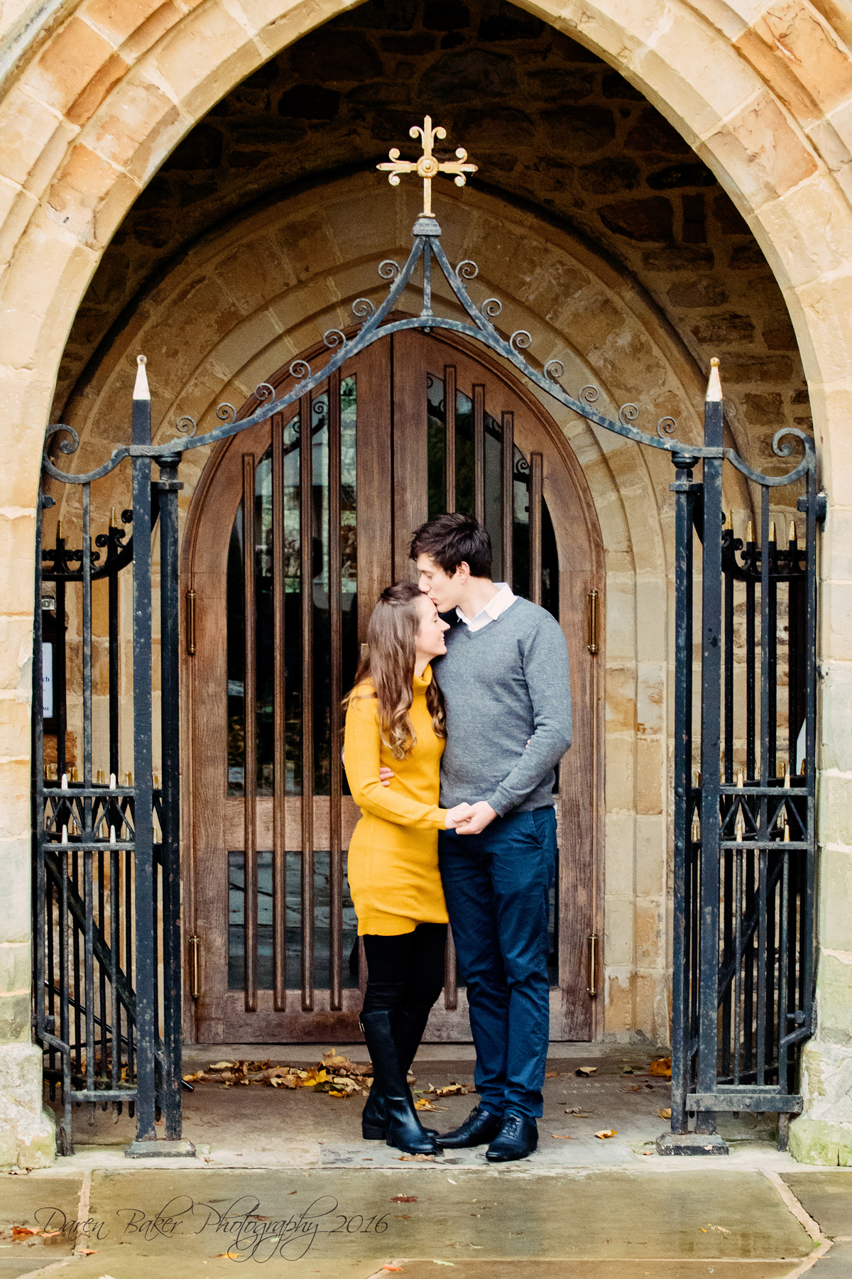 Engagement shoot outside St Mary's Church Horsham Sussex