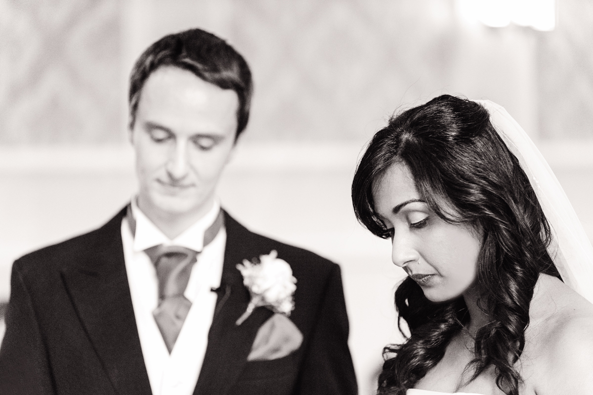 Black and white emotional bride and groom, wedding Windsor