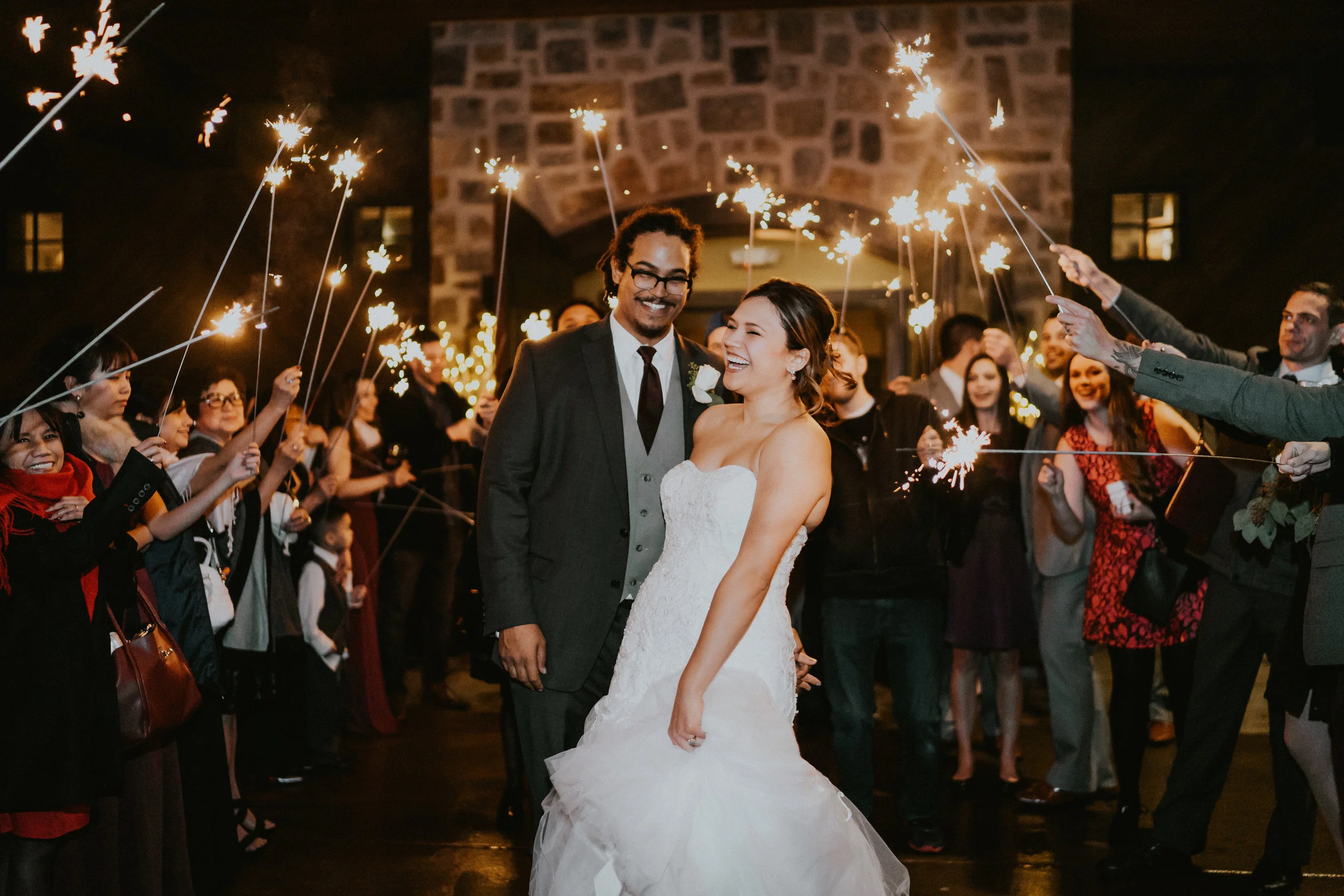 Sparkler send off wedding photography