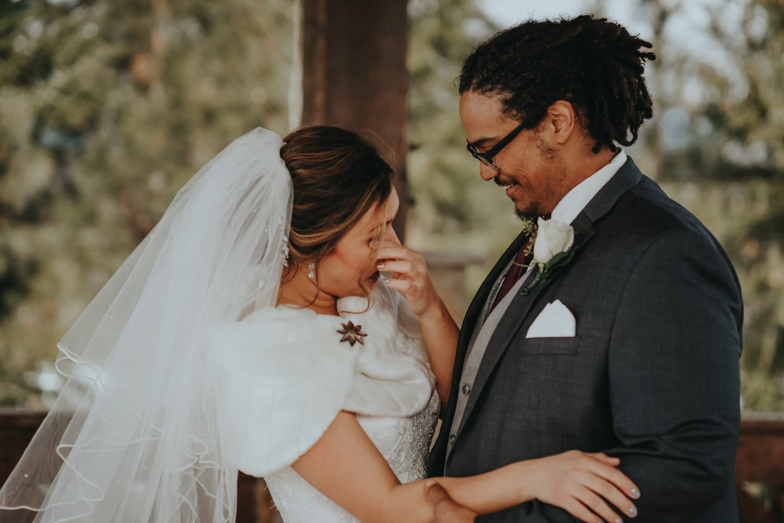 Bride tear groom first look Seattle Photographer