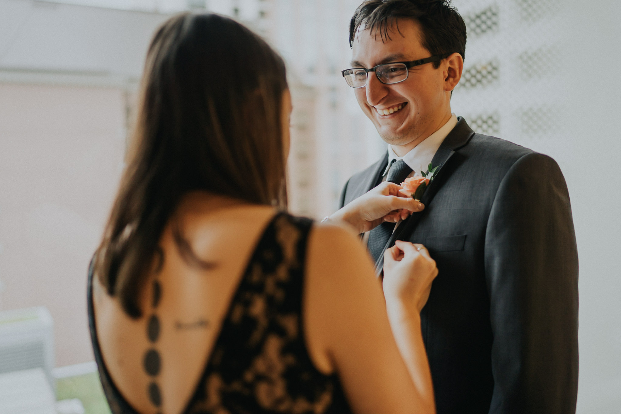 Groomswoman getting ready
