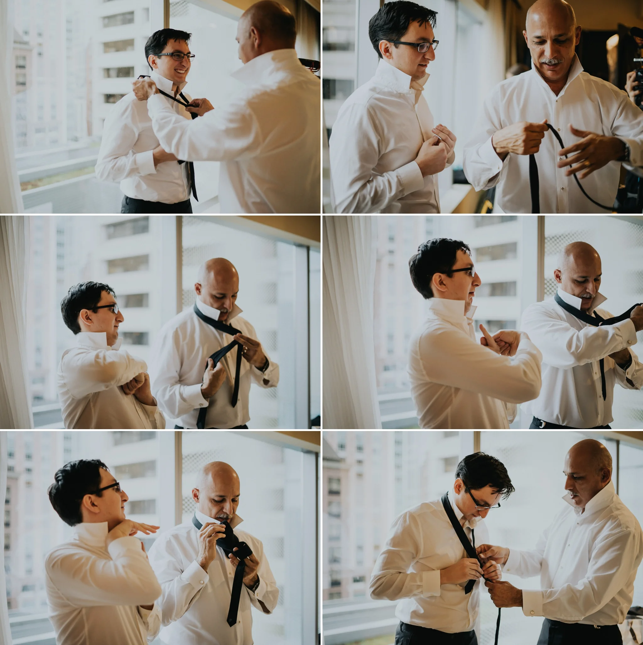 Candid moment father groom tie Alfred Tang Photography