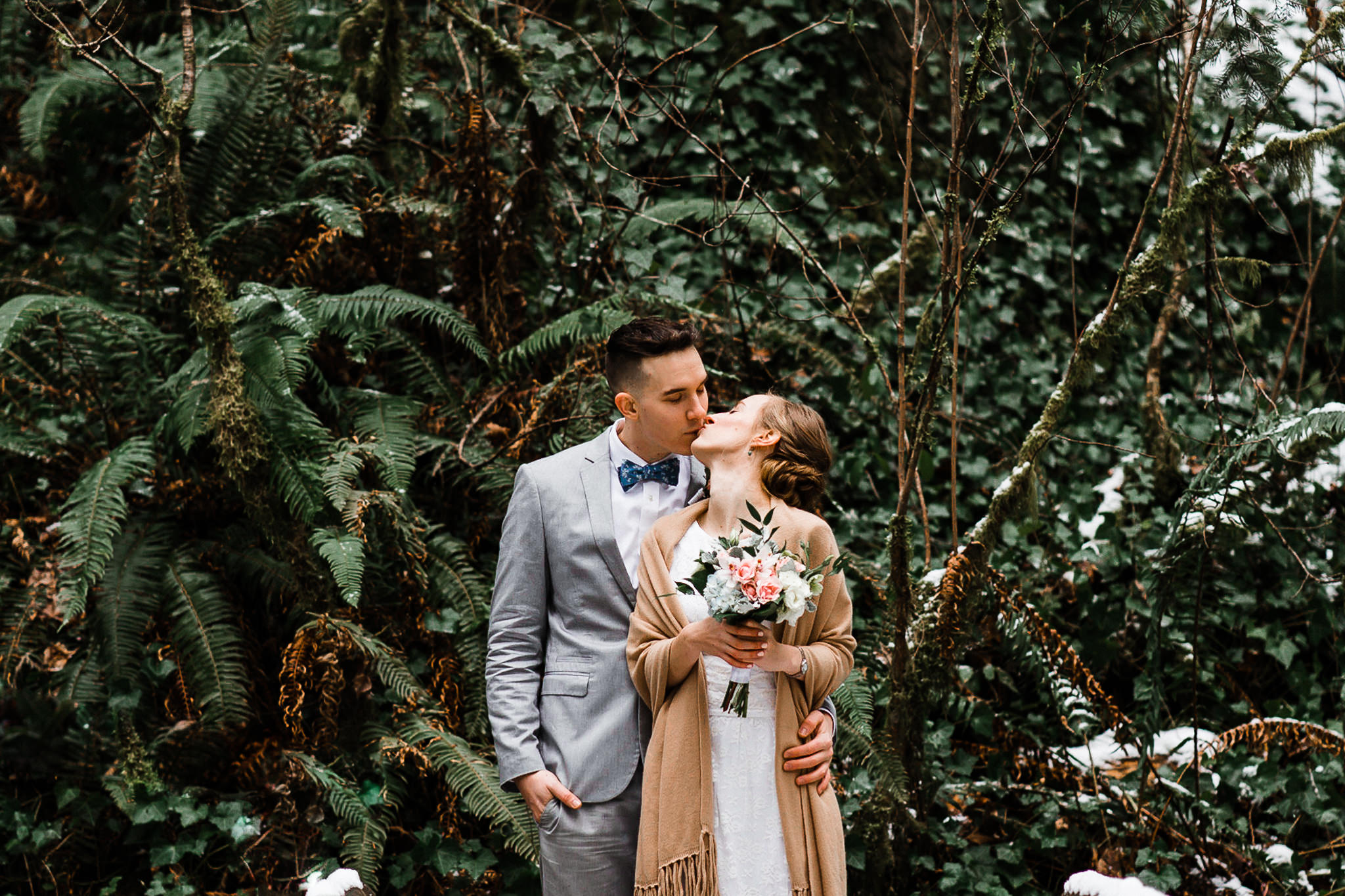 ferns wedding elopement bride groom portrait