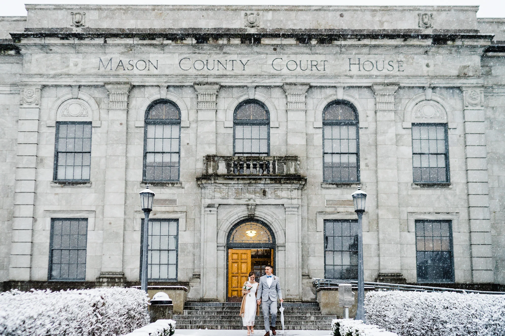 Winter Snow courthouse wedding