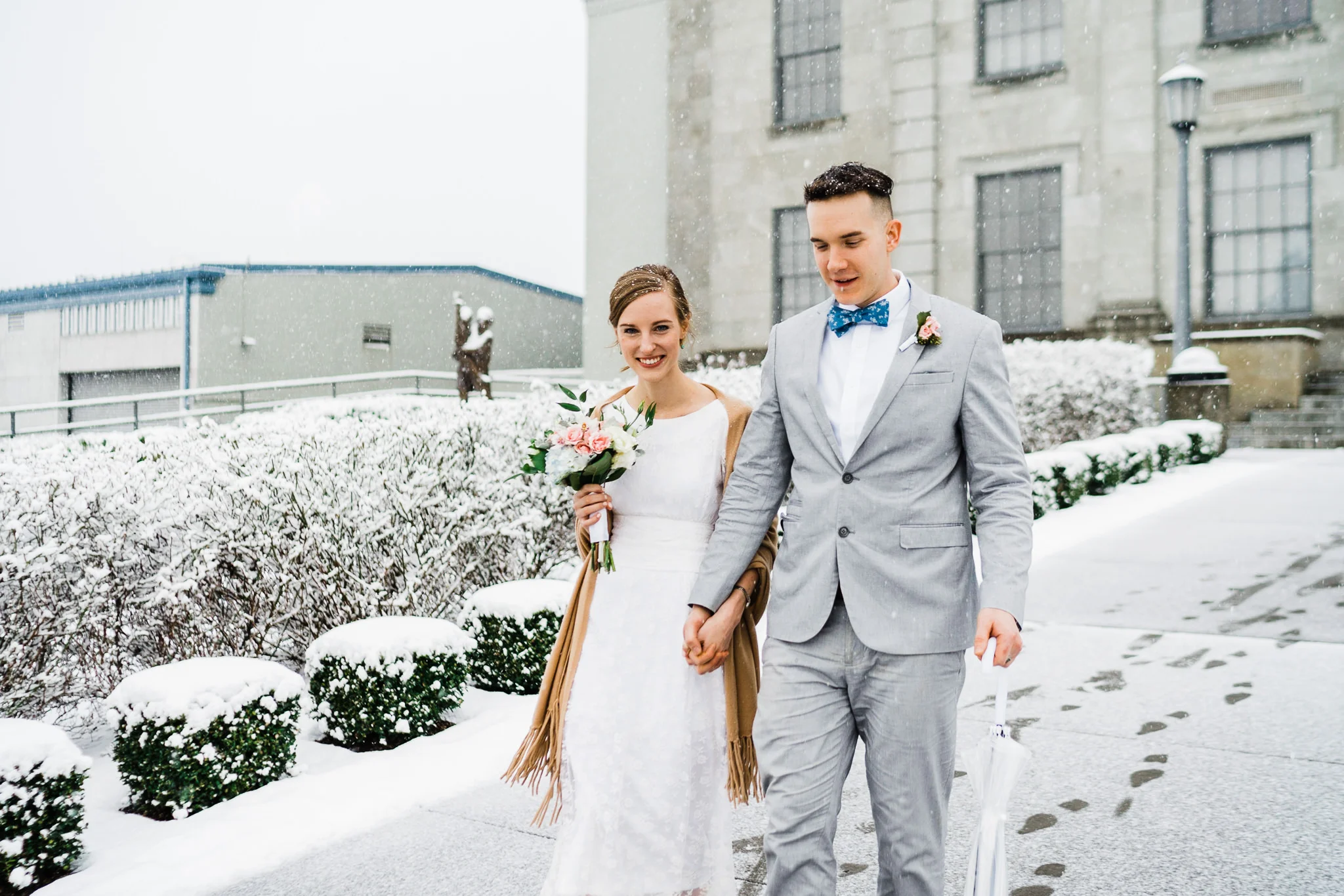 Winter Snow Wedding Portrait