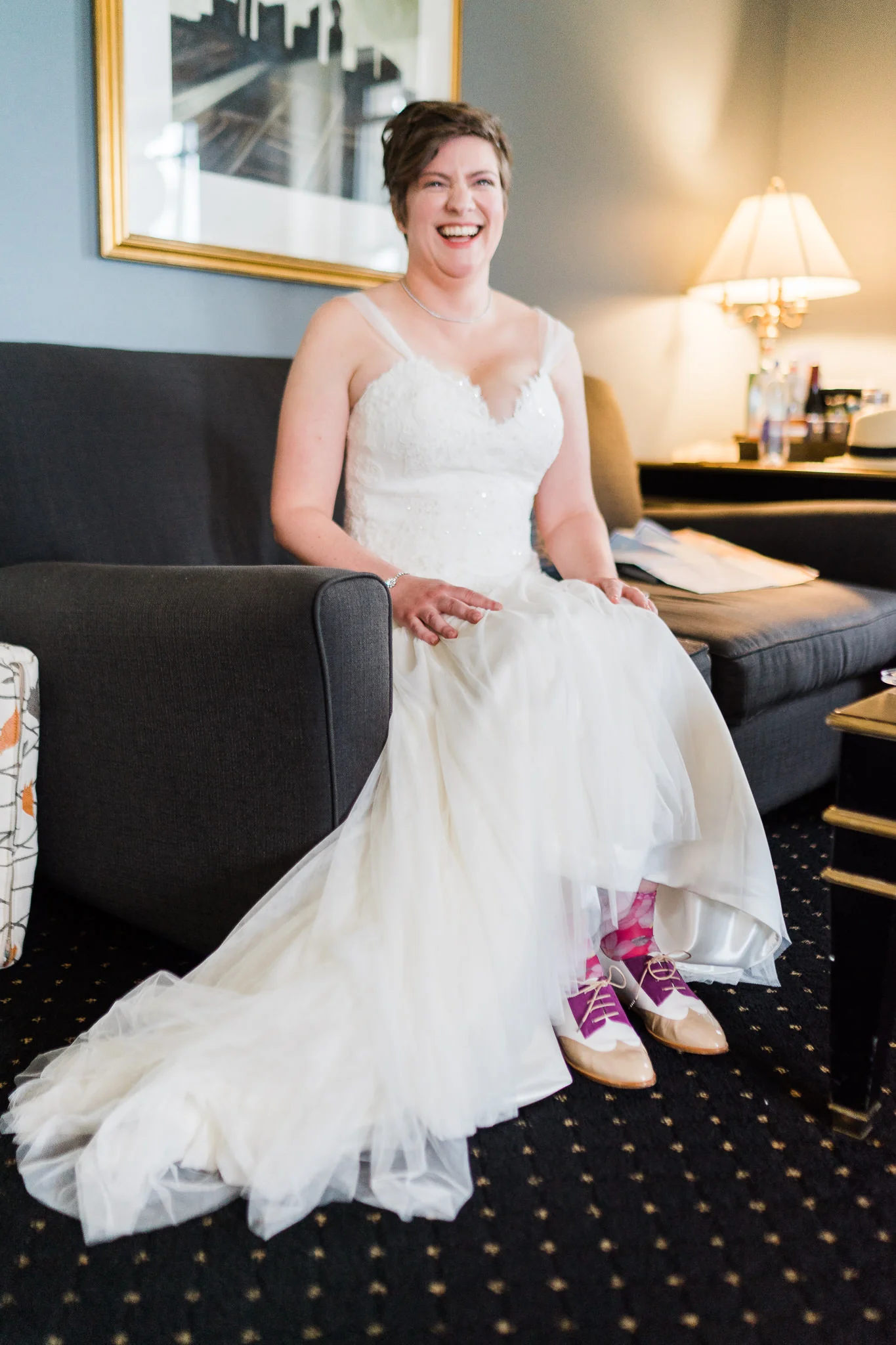 Bride Spectator Saddle Oxford Shoes Dress Gown White