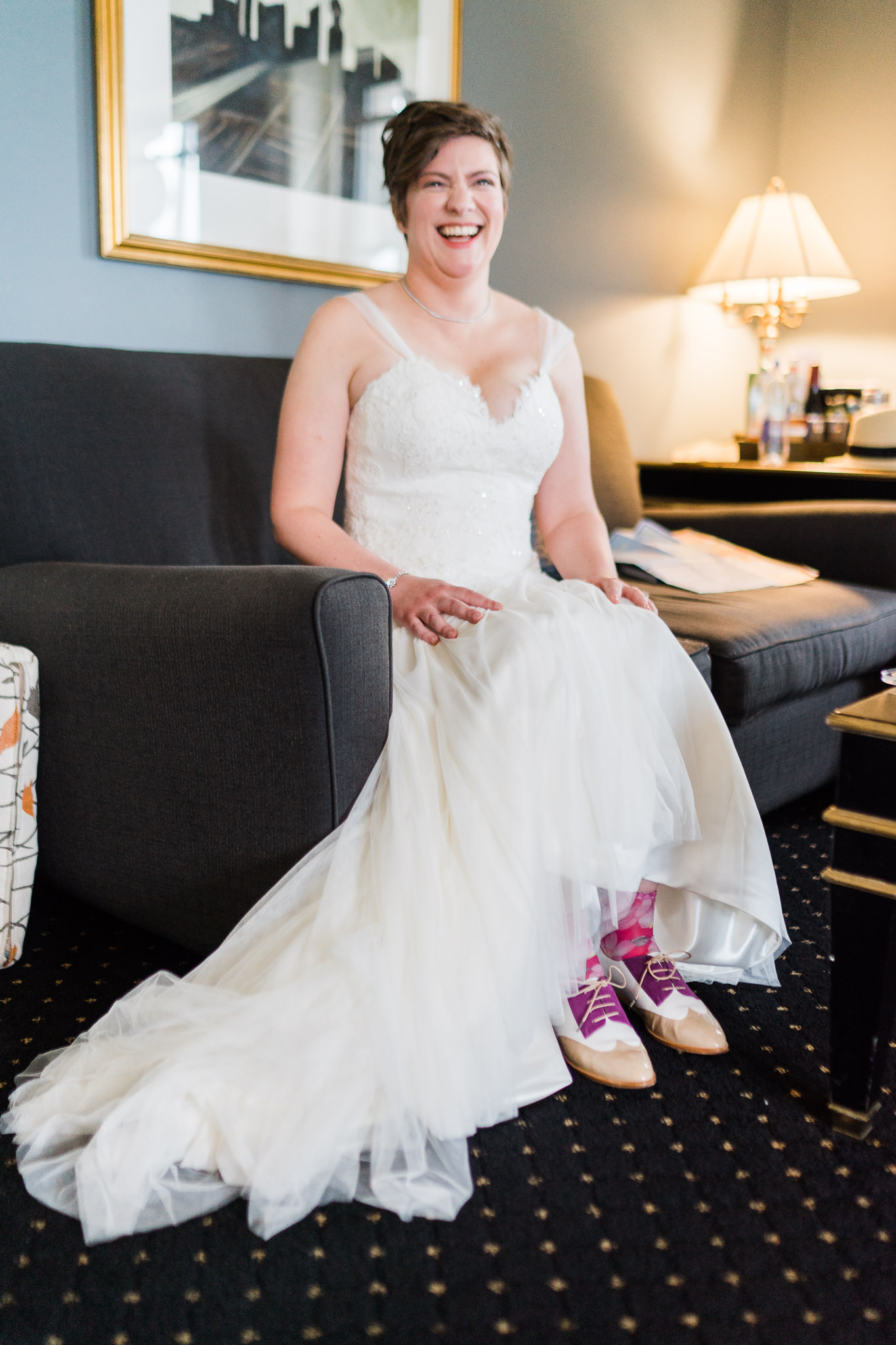 Bride Spectator Saddle Oxford Shoes Dress Gown White
