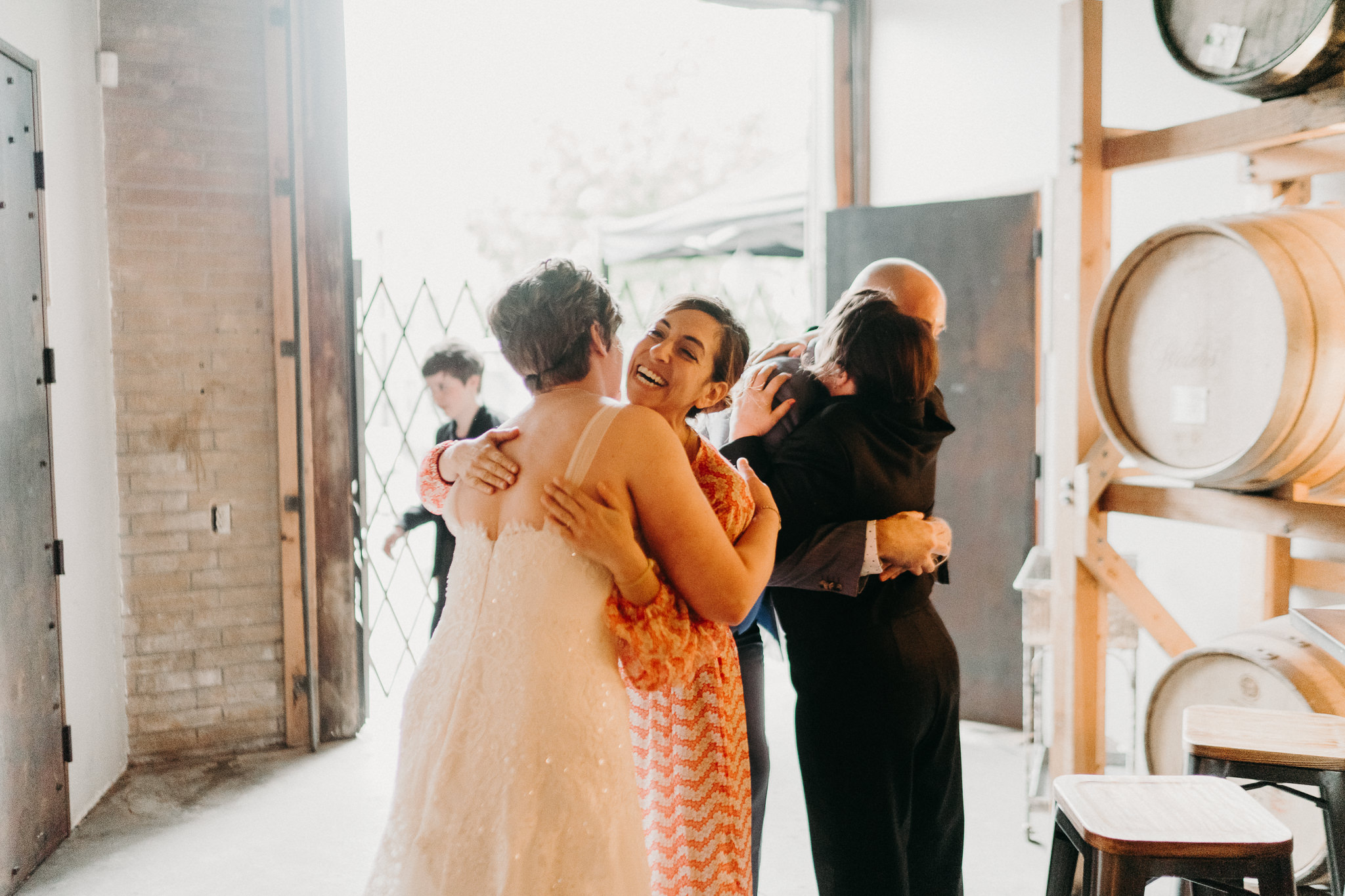 Bridesmaid hug Seattle bride photography