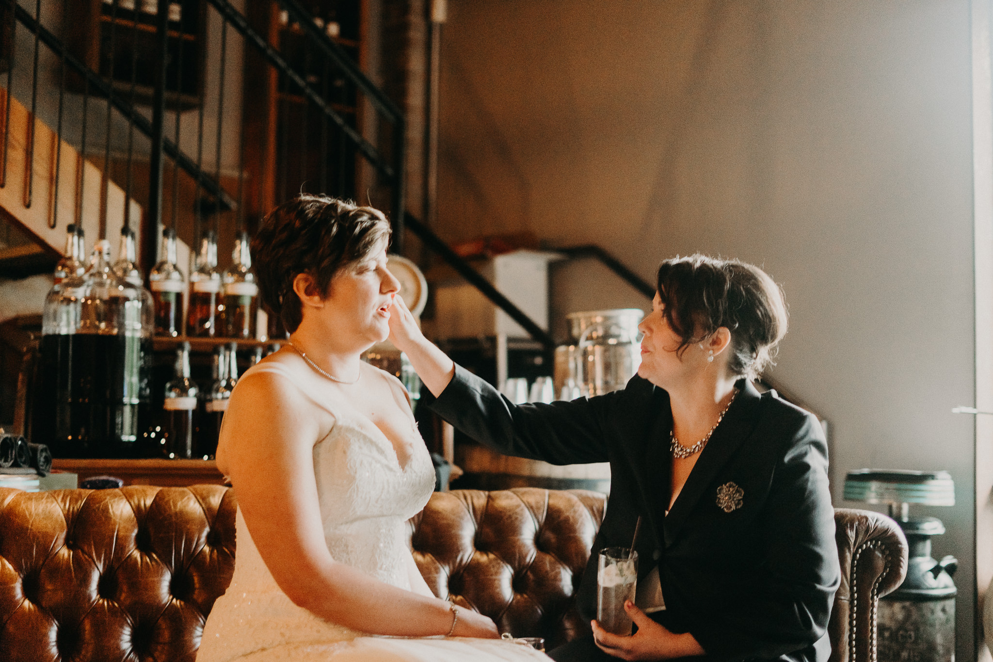 OOLA Distillery tasting room bridal portraits