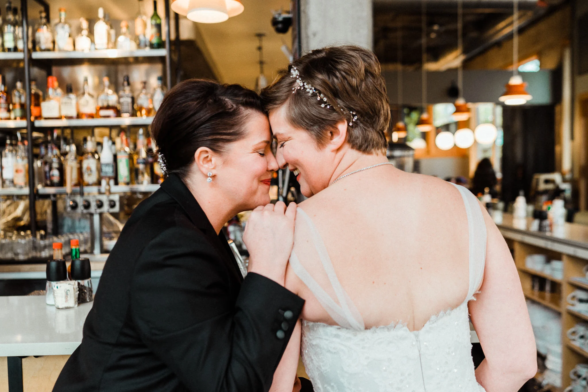 Brides Portraits Lesbian Wedding Skillet Diner