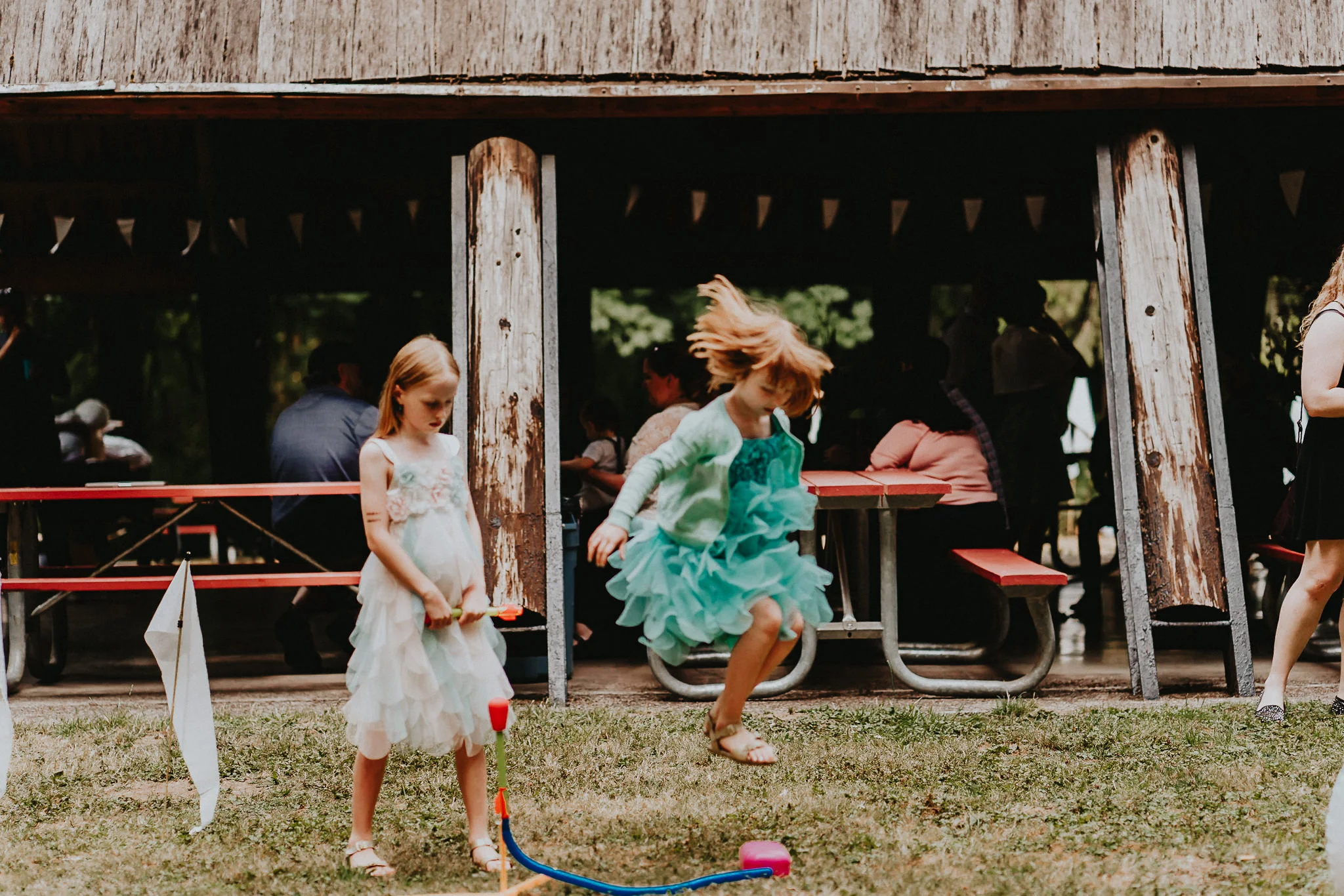 Girl child jumping air rocket