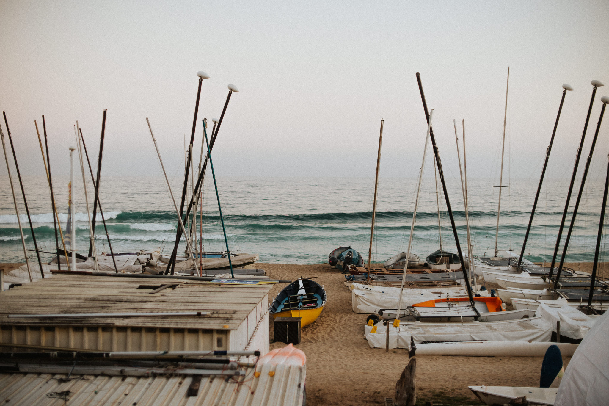 Sailboats mediterranean sea beach canoe
