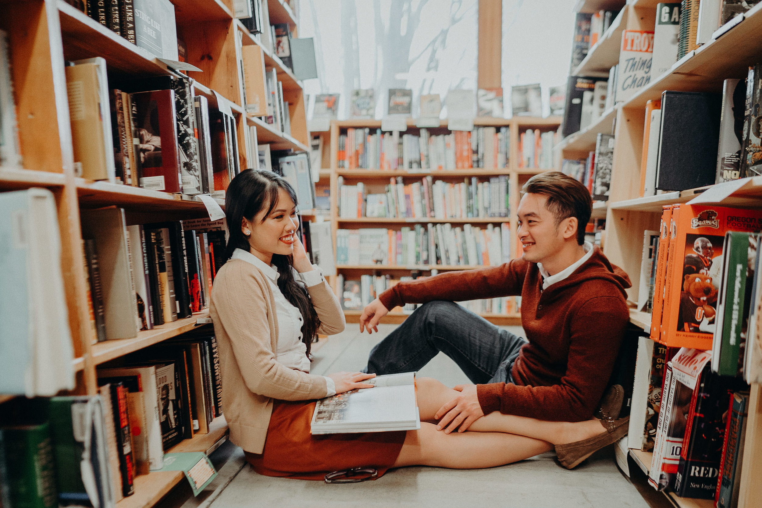 Powells Book Store Portland engagement
