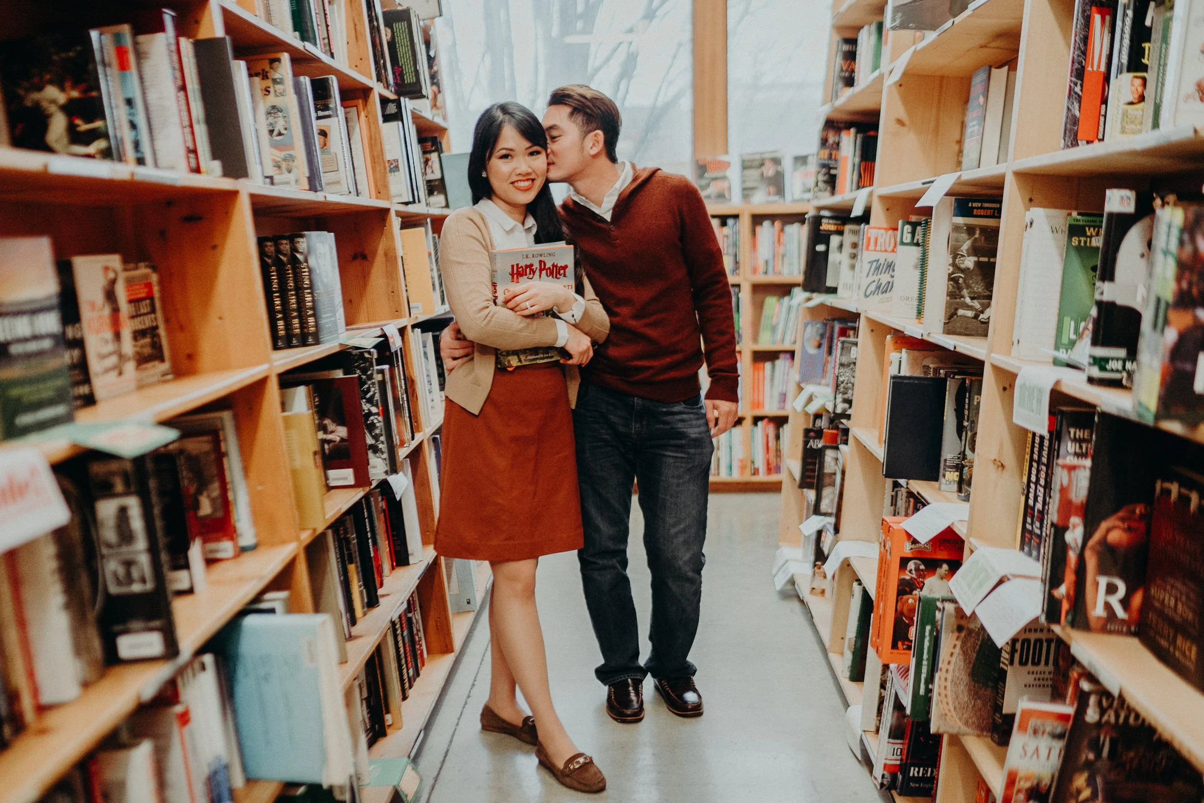 Portland Powells Book Store Engagement Idea