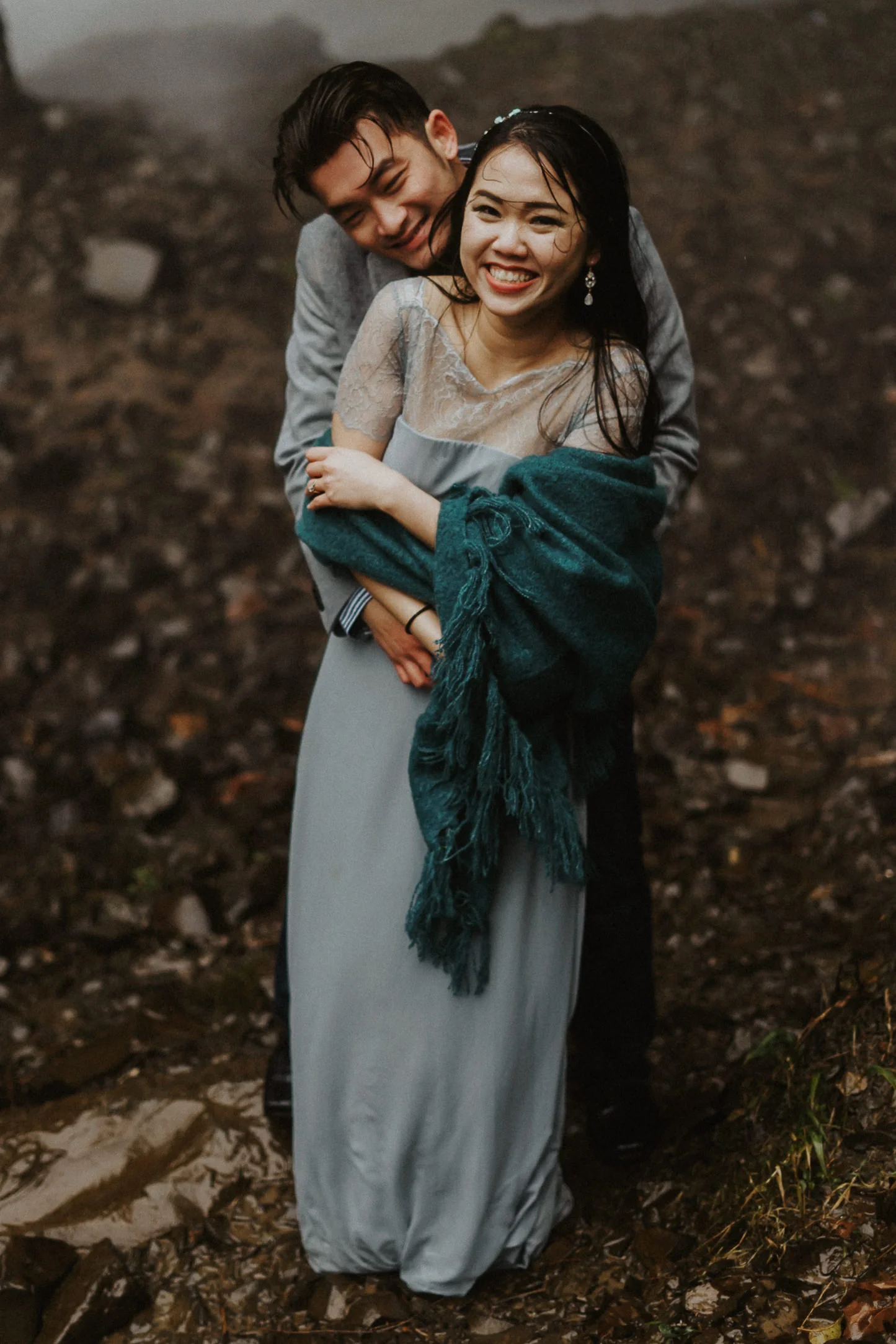 Hug behind engagement Portland photography