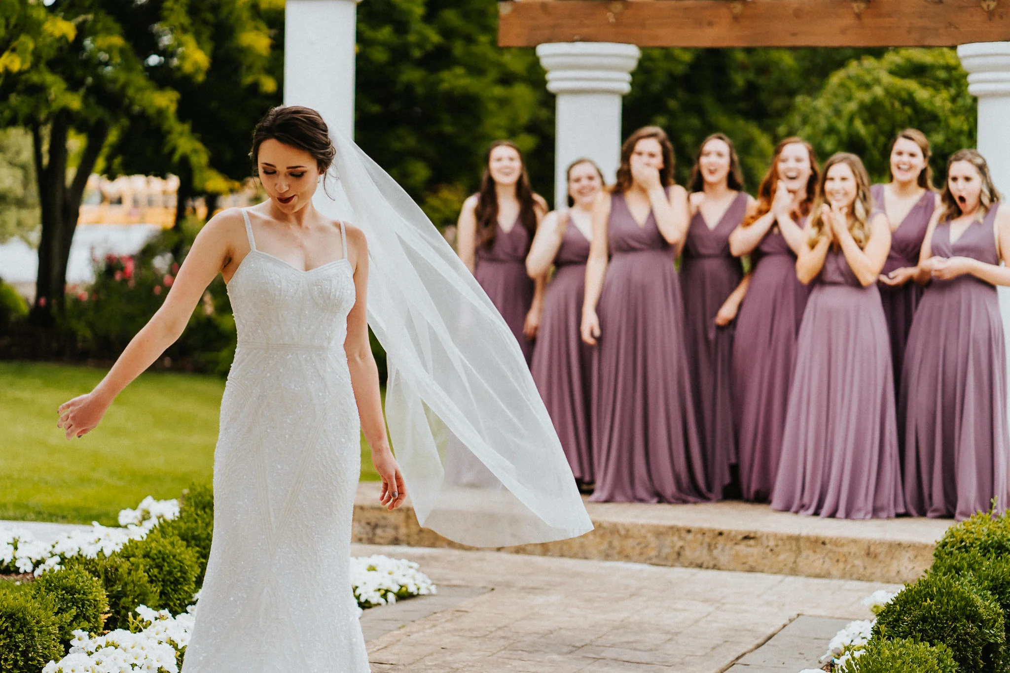 Bride Bridesmaid of Honor Wedding First Look