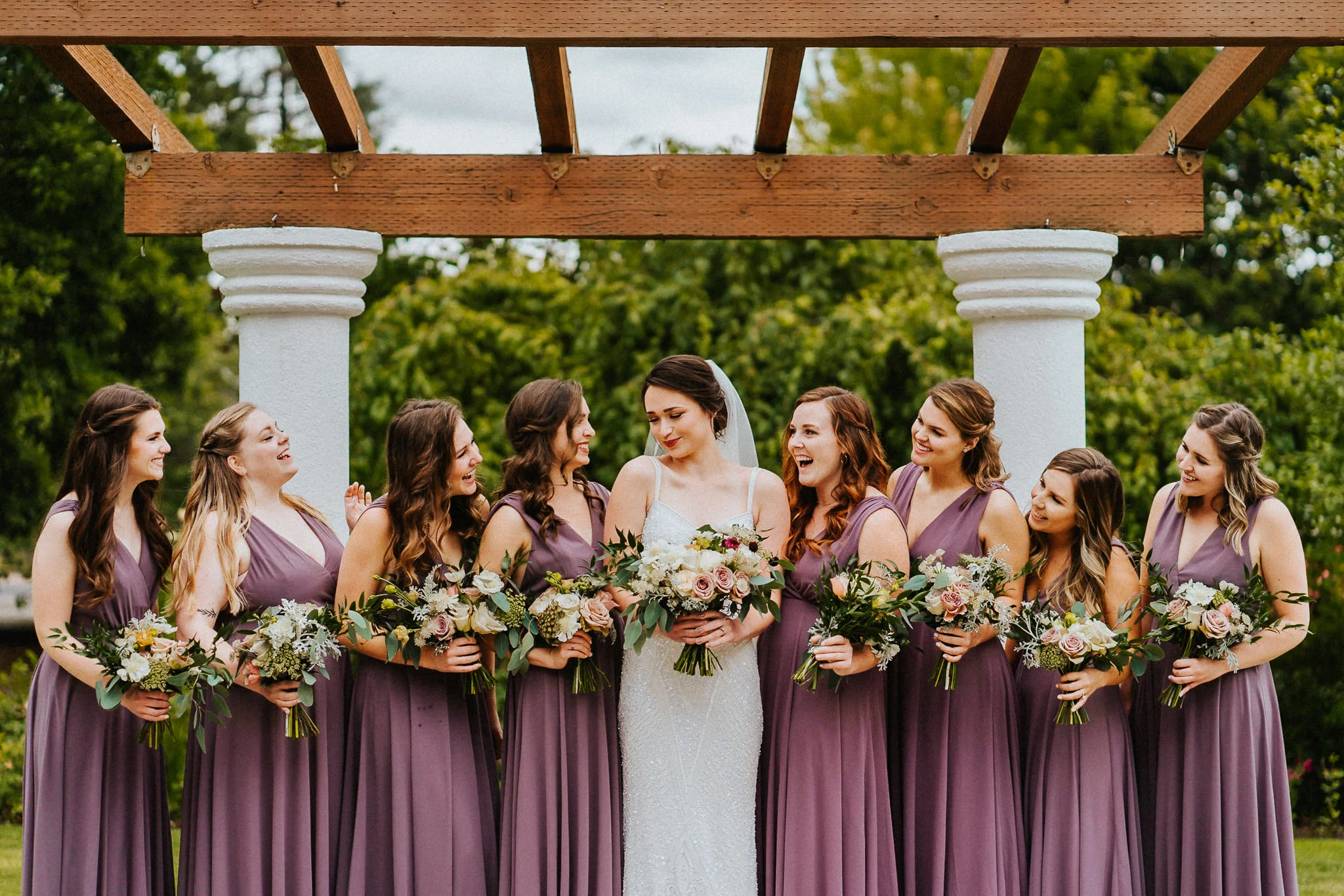 Bride Bridesmaid Purple Dress Truevinefloral Alfred Tang Weddings