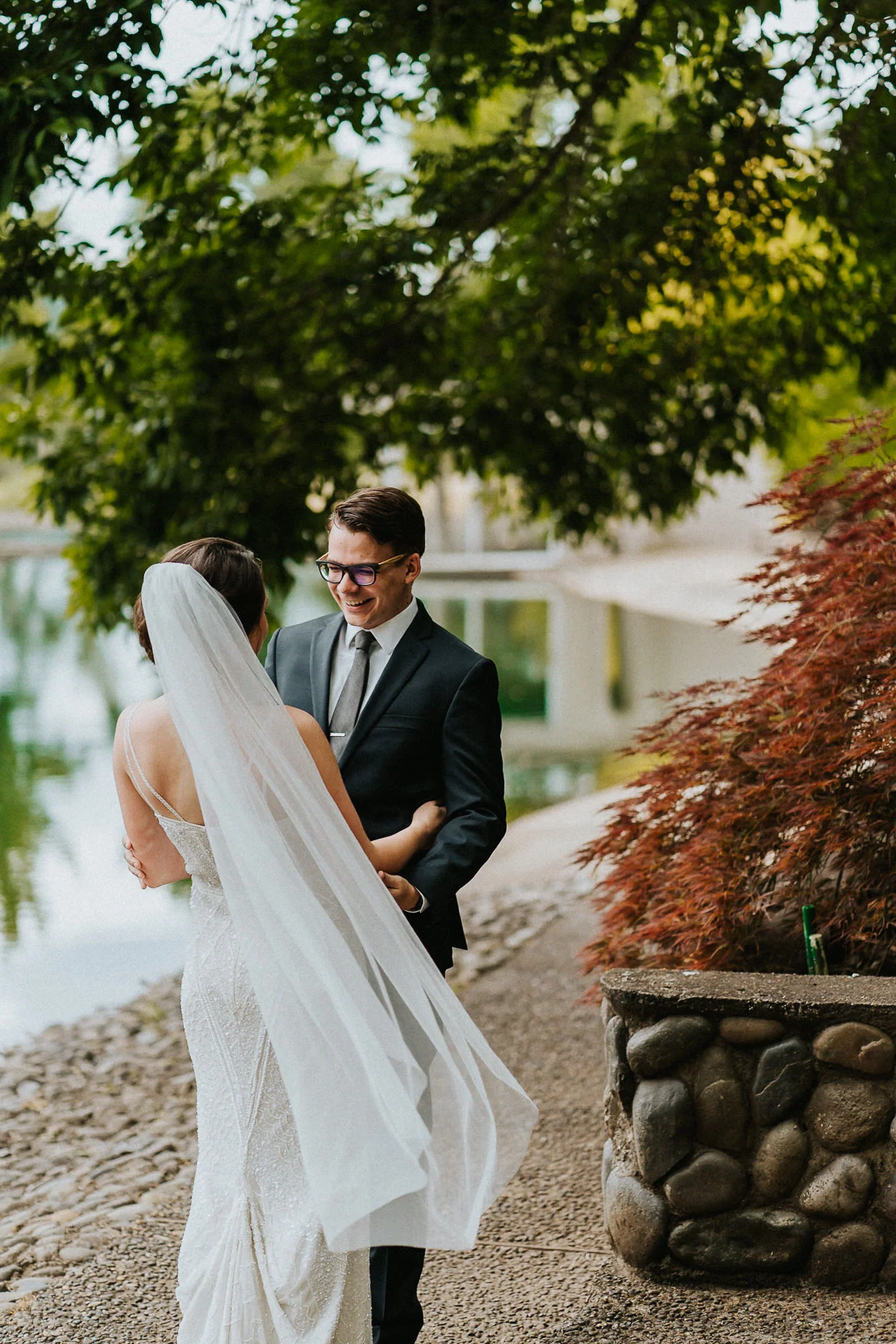 Hello Groom First Look Smile Bride Wedding Photographer
