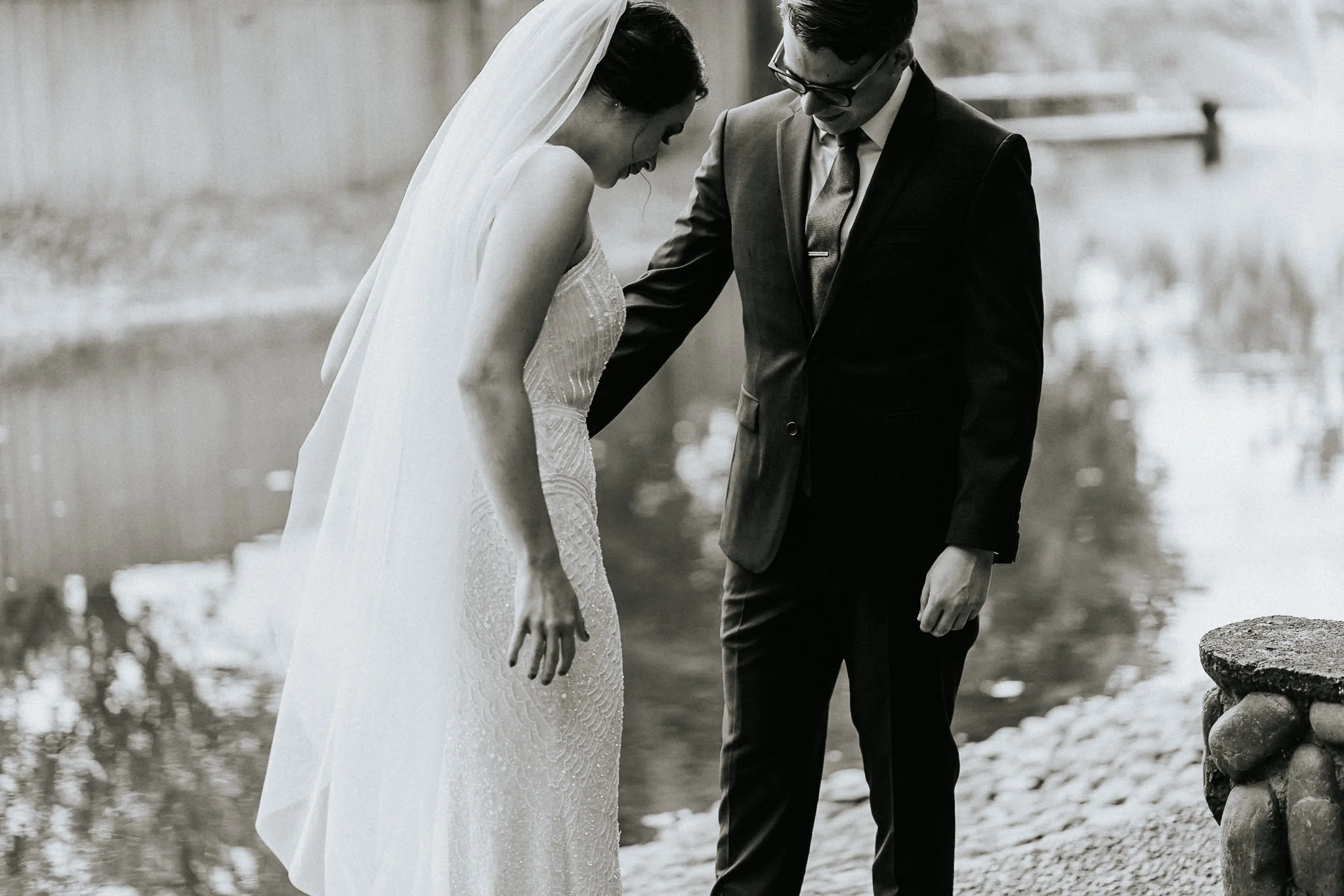 Black n White Wedding First Look